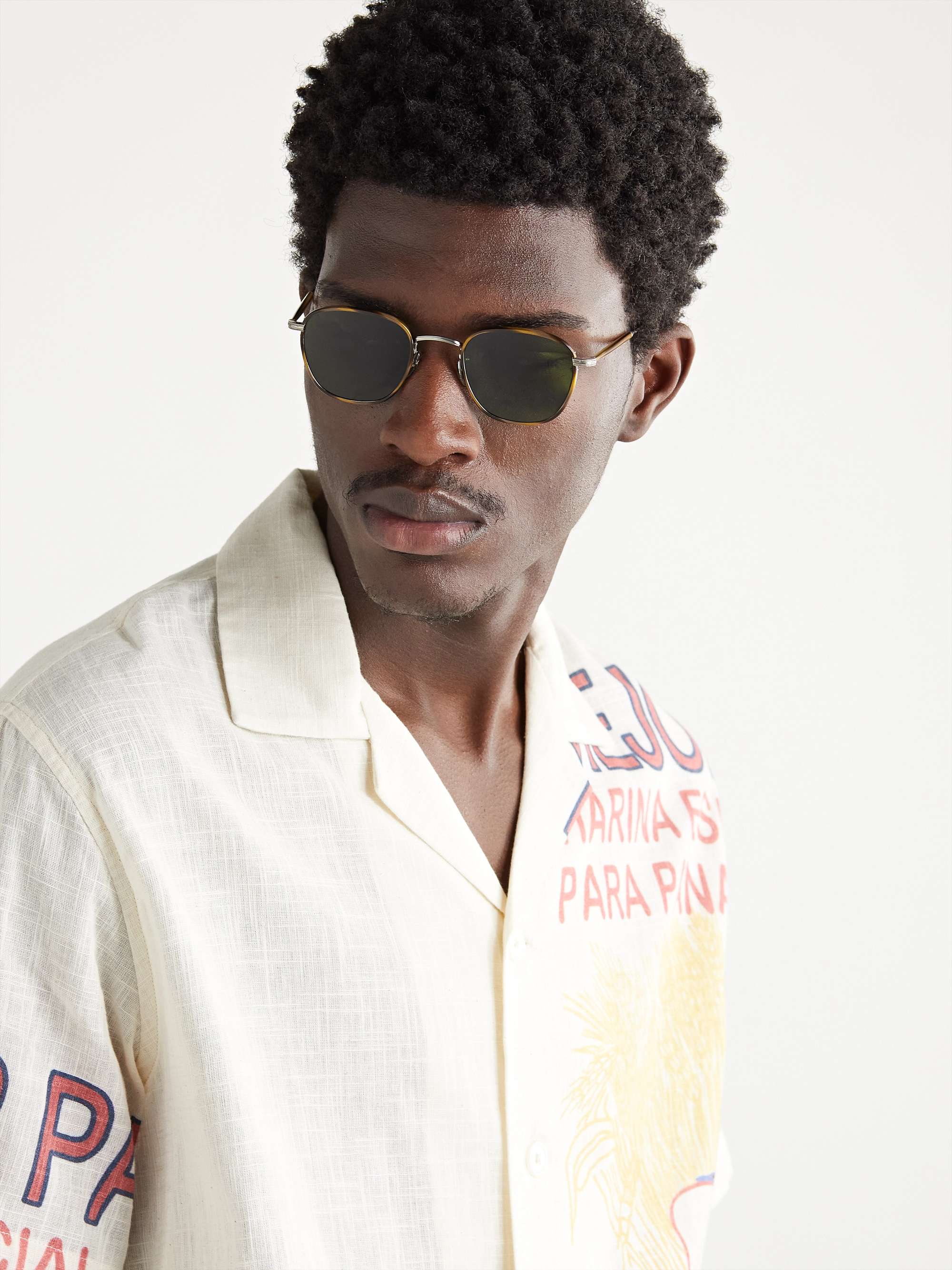 GARRETT LEIGHT CALIFORNIA OPTICAL Grant D-Frame Tortoiseshell Acetate and Stainless Steel Sunglasses