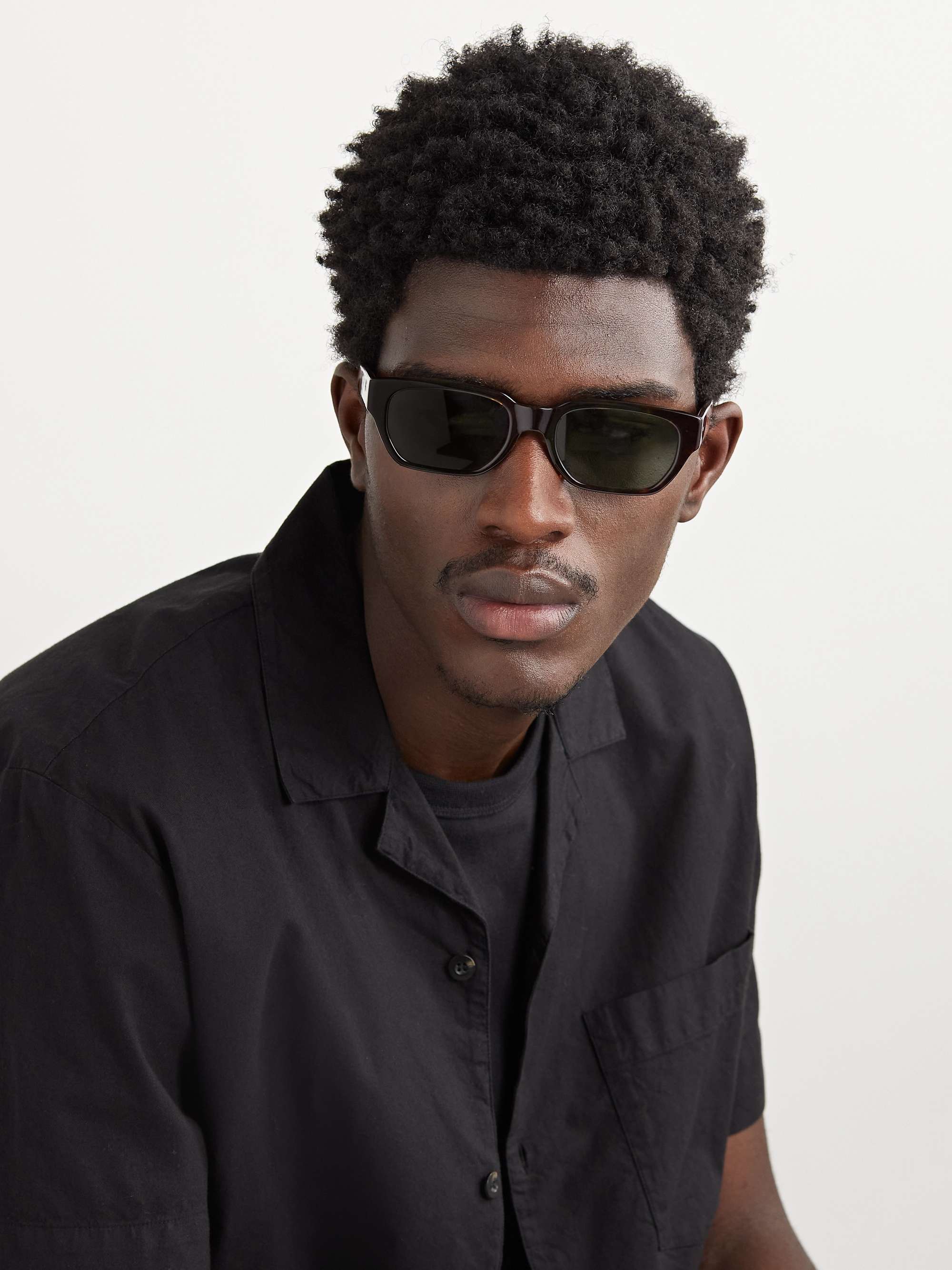 GARRETT LEIGHT CALIFORNIA OPTICAL Mayan Rectangle-Frame Tortoiseshell Acetate Sunglasses