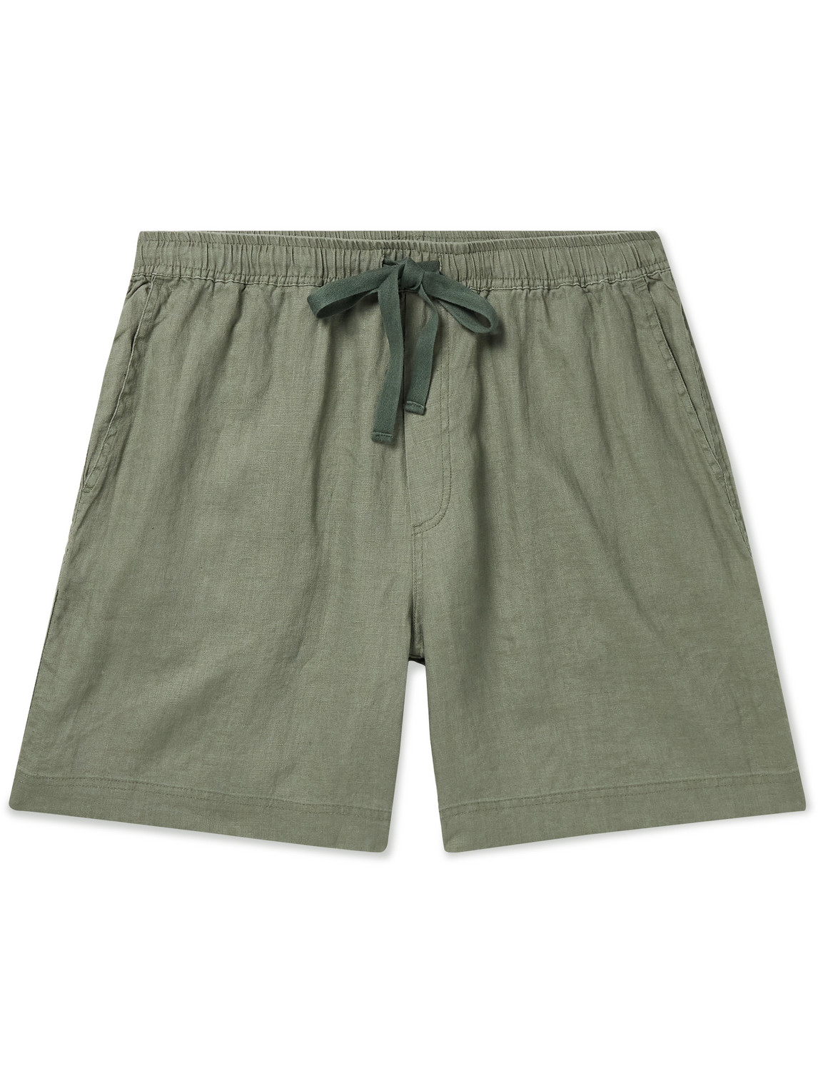 In Bed Linen Pyjama Shorts In Green