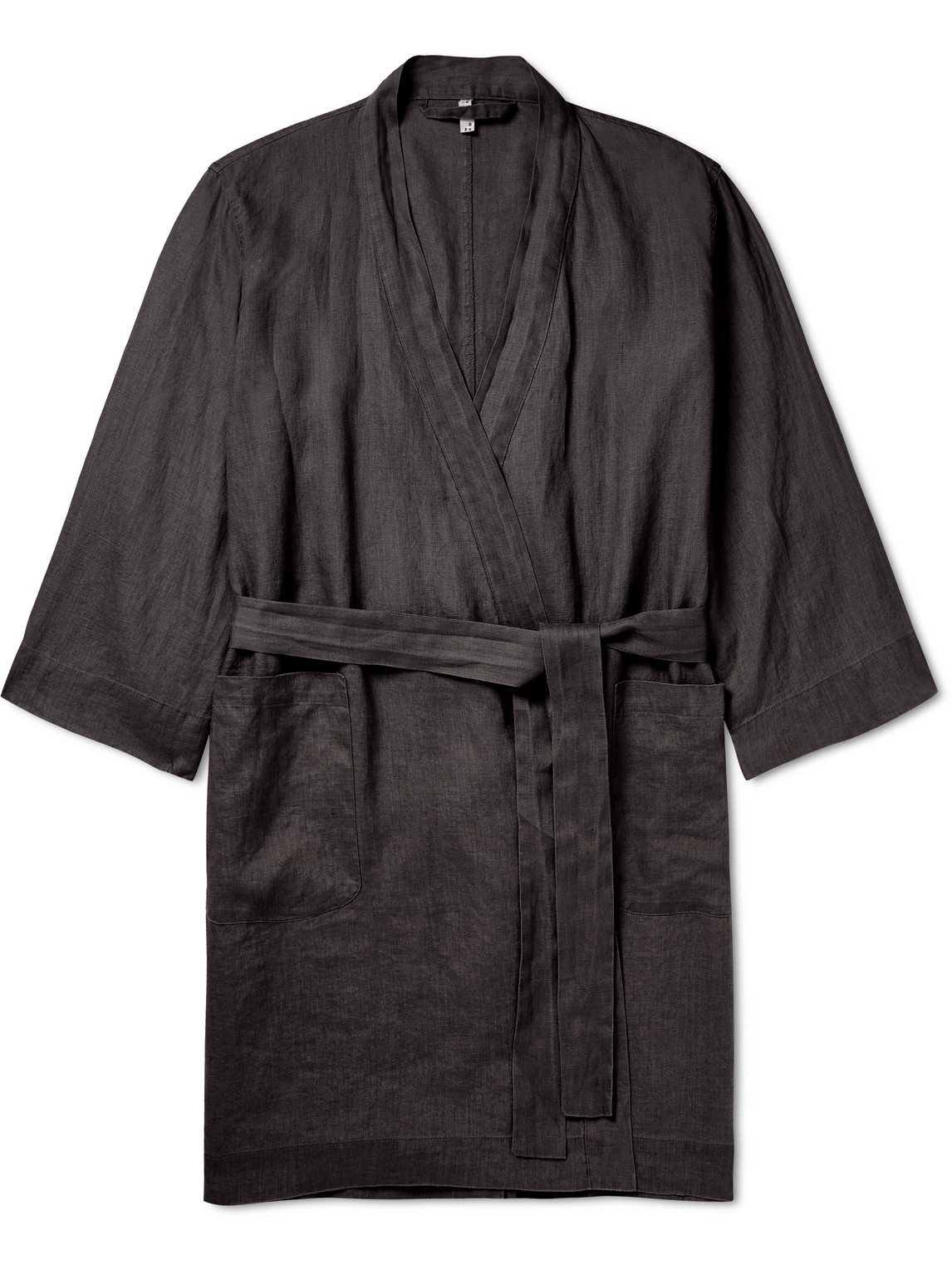 In Bed Linen Robe In Gray