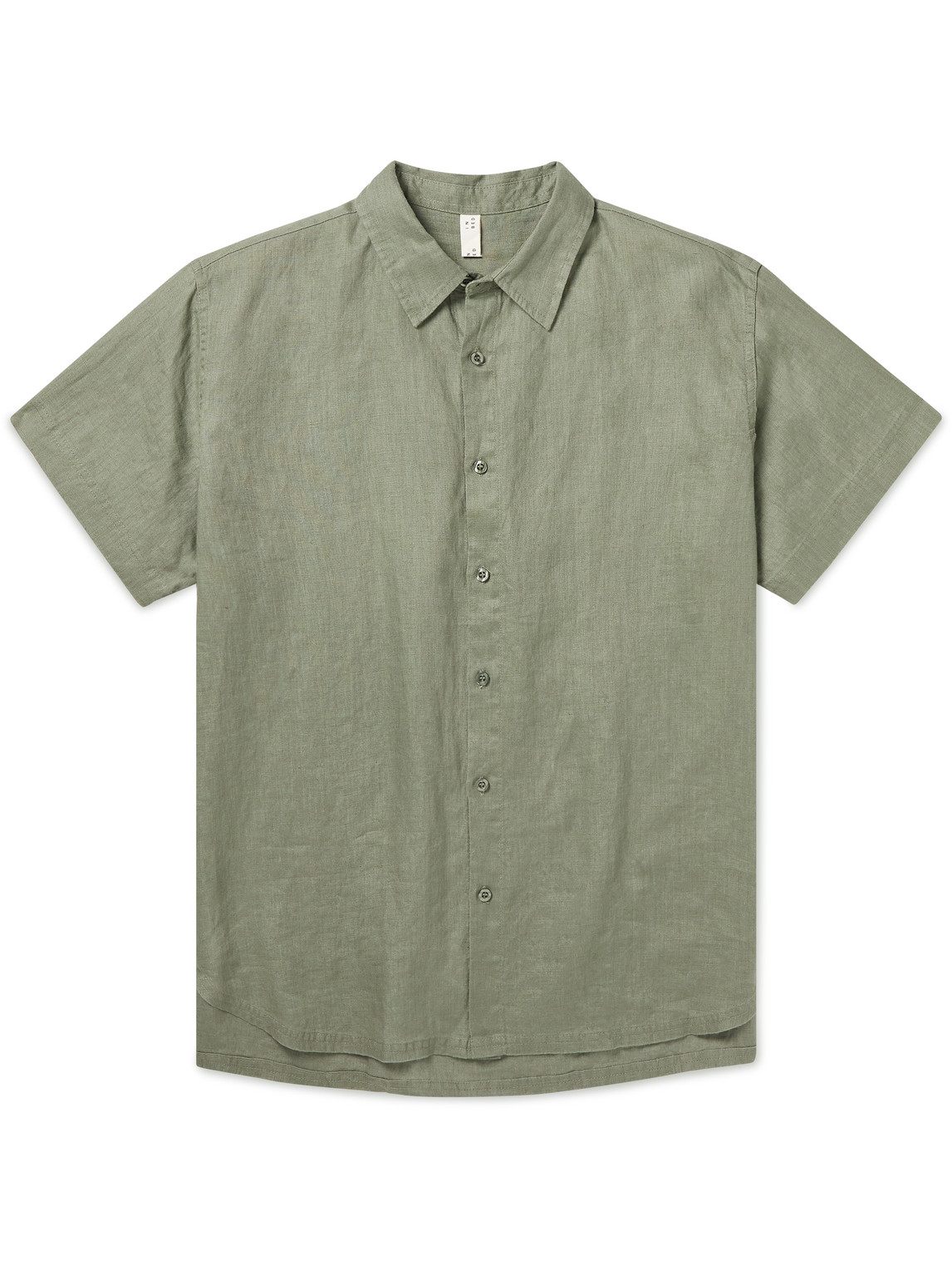 In Bed Linen Pyjama Shirt In Green