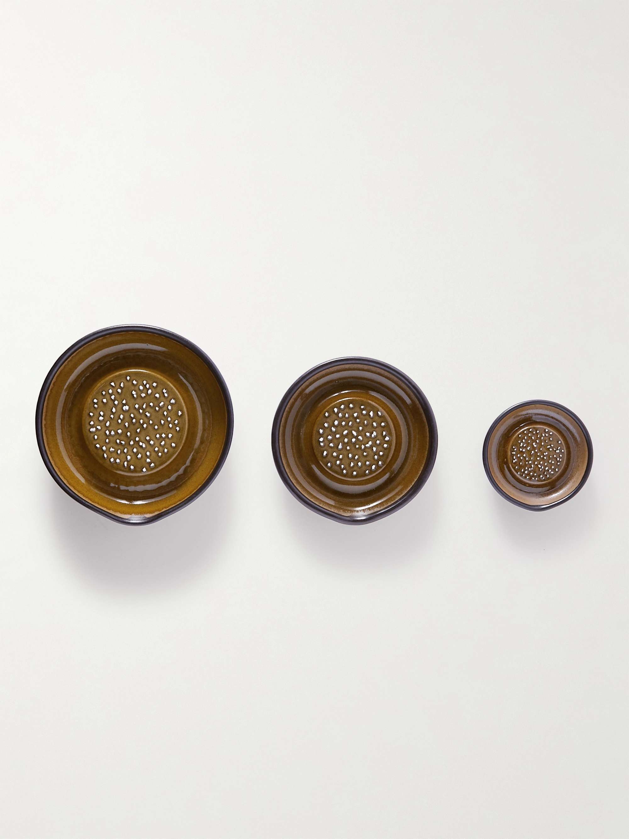 JAPAN BEST Set of Three Glazed Ceramic Grater Set