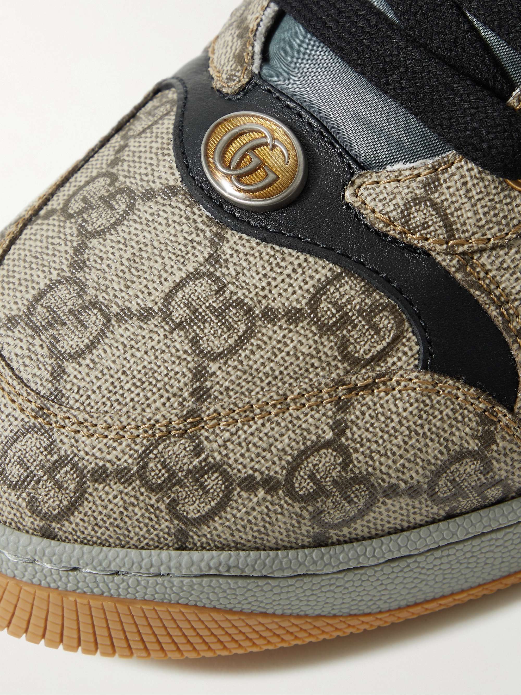 GUCCI Screener Webbing-Trimmed Monogrammed Supreme Coated-Canvas Sneakers