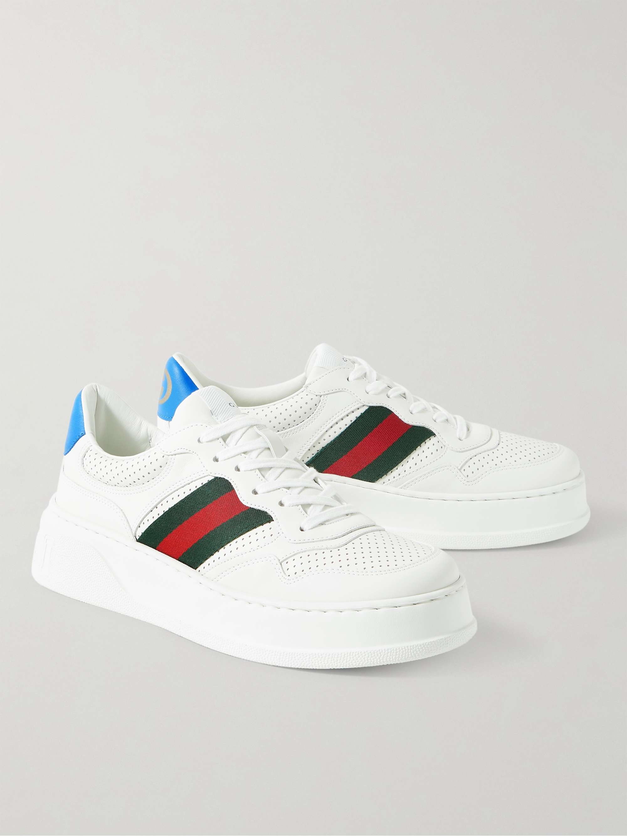 GUCCI Webbing-Trimmed Leather Sneakers Men | MR PORTER