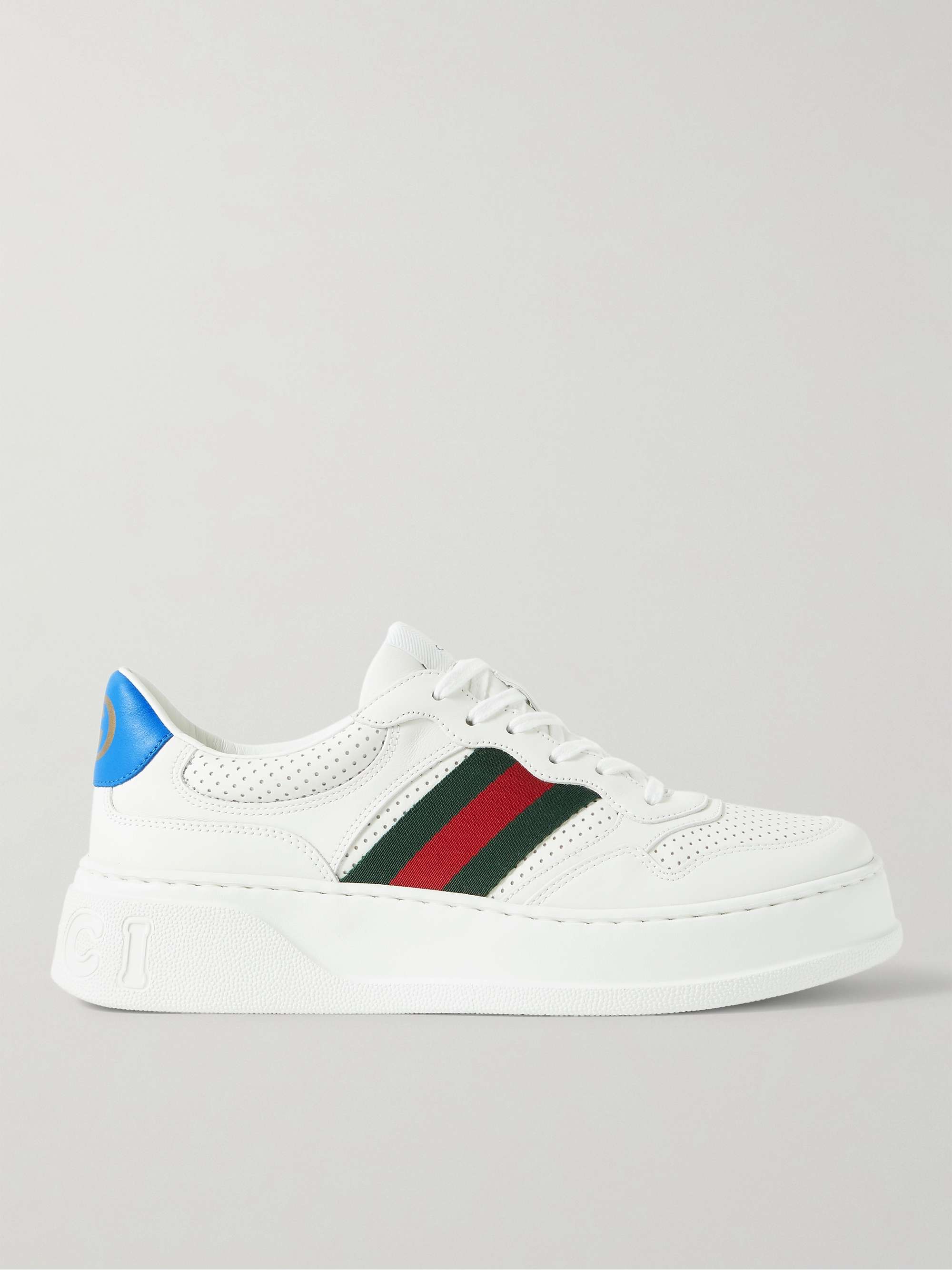 GUCCI Webbing-Trimmed Leather Sneakers Men | MR PORTER