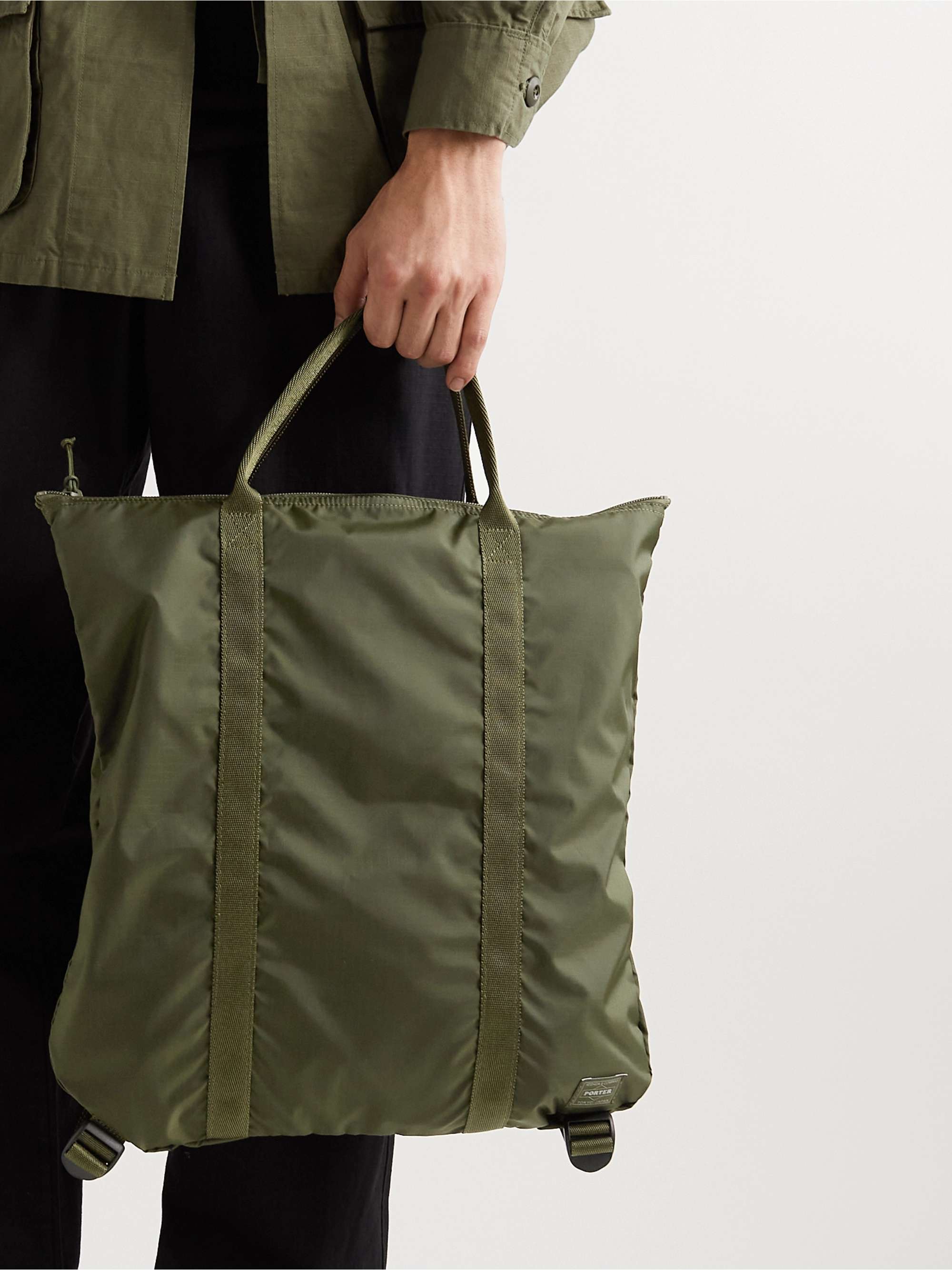 PORTER-YOSHIDA & CO Flex 2Way Convertible Webbing-Trimmed Nylon-Ripstop Tote Bag