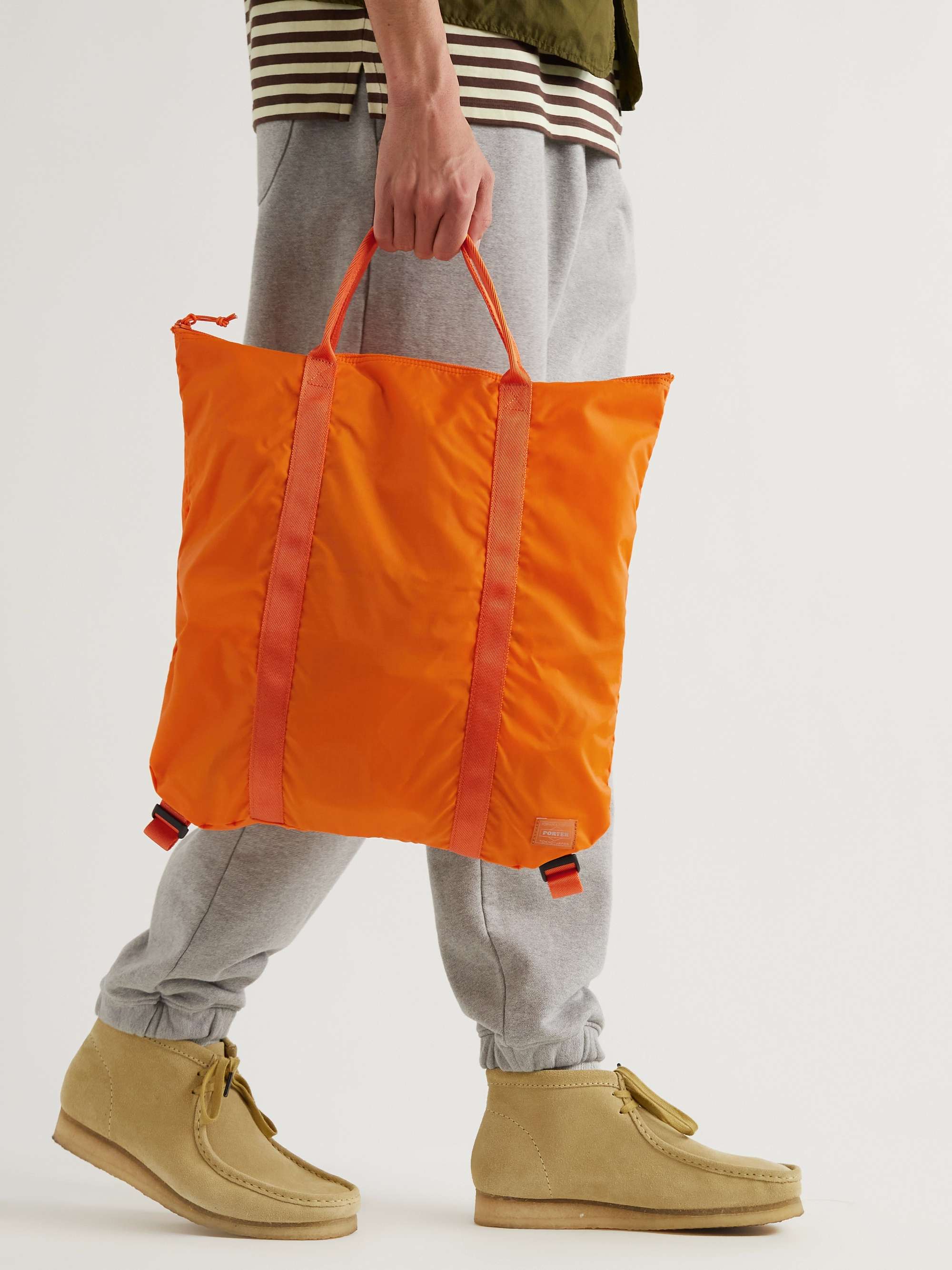 PORTER-YOSHIDA & CO Flex 2Way Convertible Webbing-Trimmed Nylon-Ripstop Tote Bag