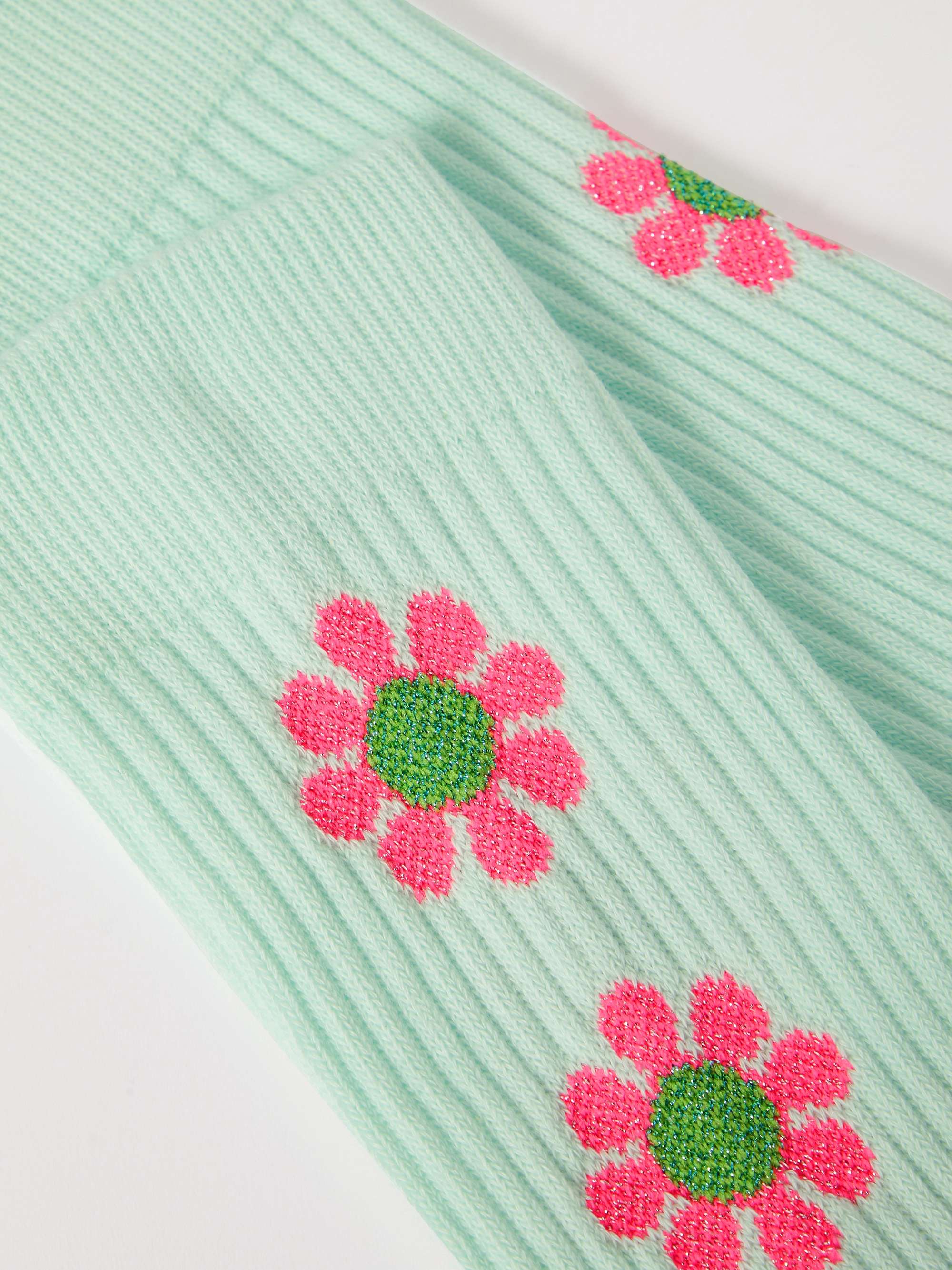 ROSTERSOX Peace Intarsia Ribbed Cotton-Blend Socks