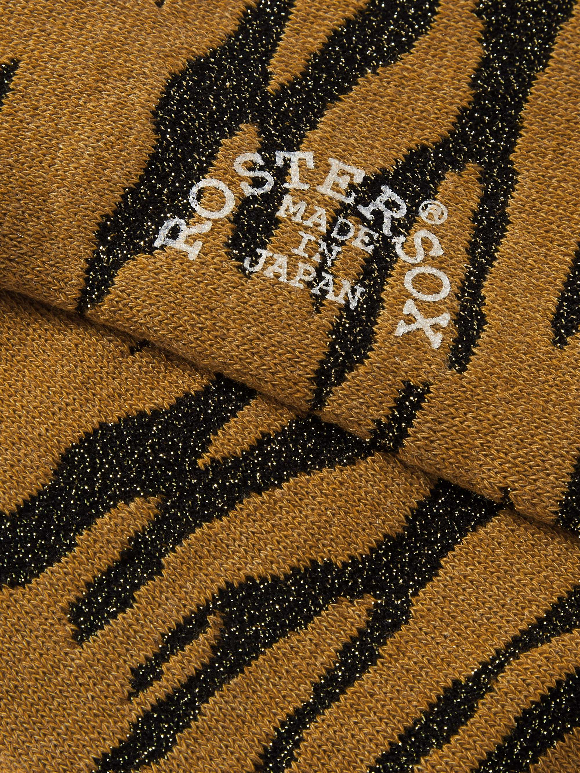ROSTERSOX Leopard-Intarsia Metallic Cotton-Blend Socks