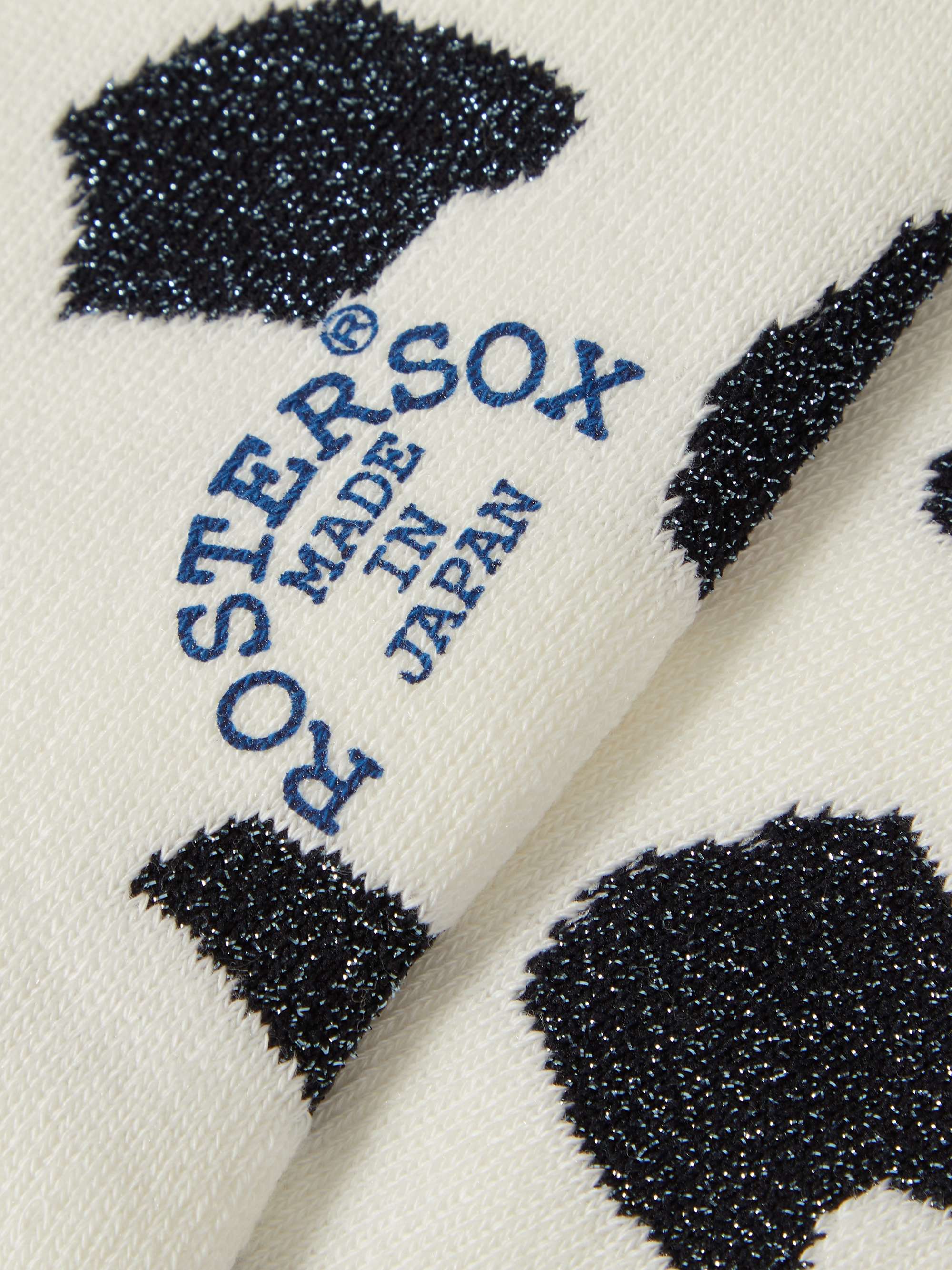ROSTERSOX Leopard-Intarsia Metallic Cotton-Blend Socks