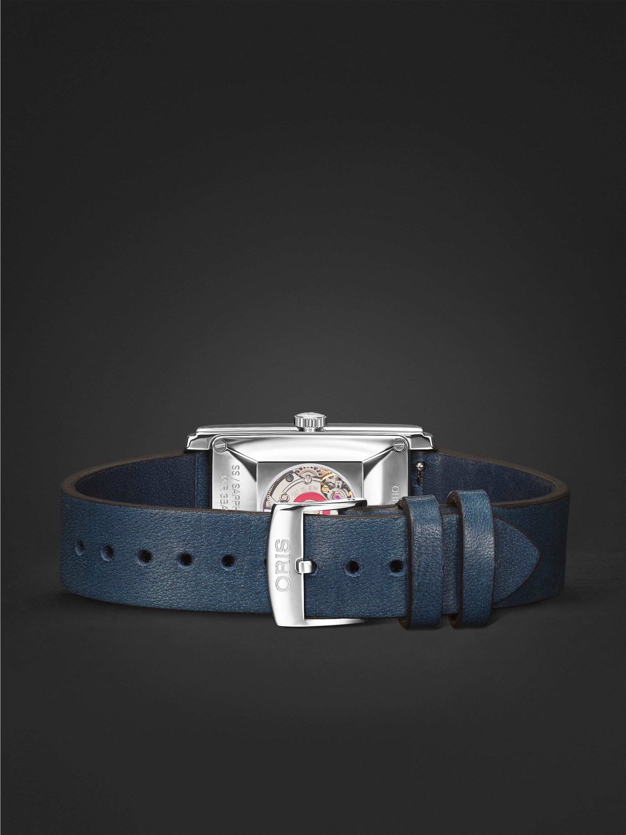ORIS Rectangular Automatic 25.5mm Stainless Steel and Leather Watch, Ref. No. 01 561 7783 4065-07 5 19 17