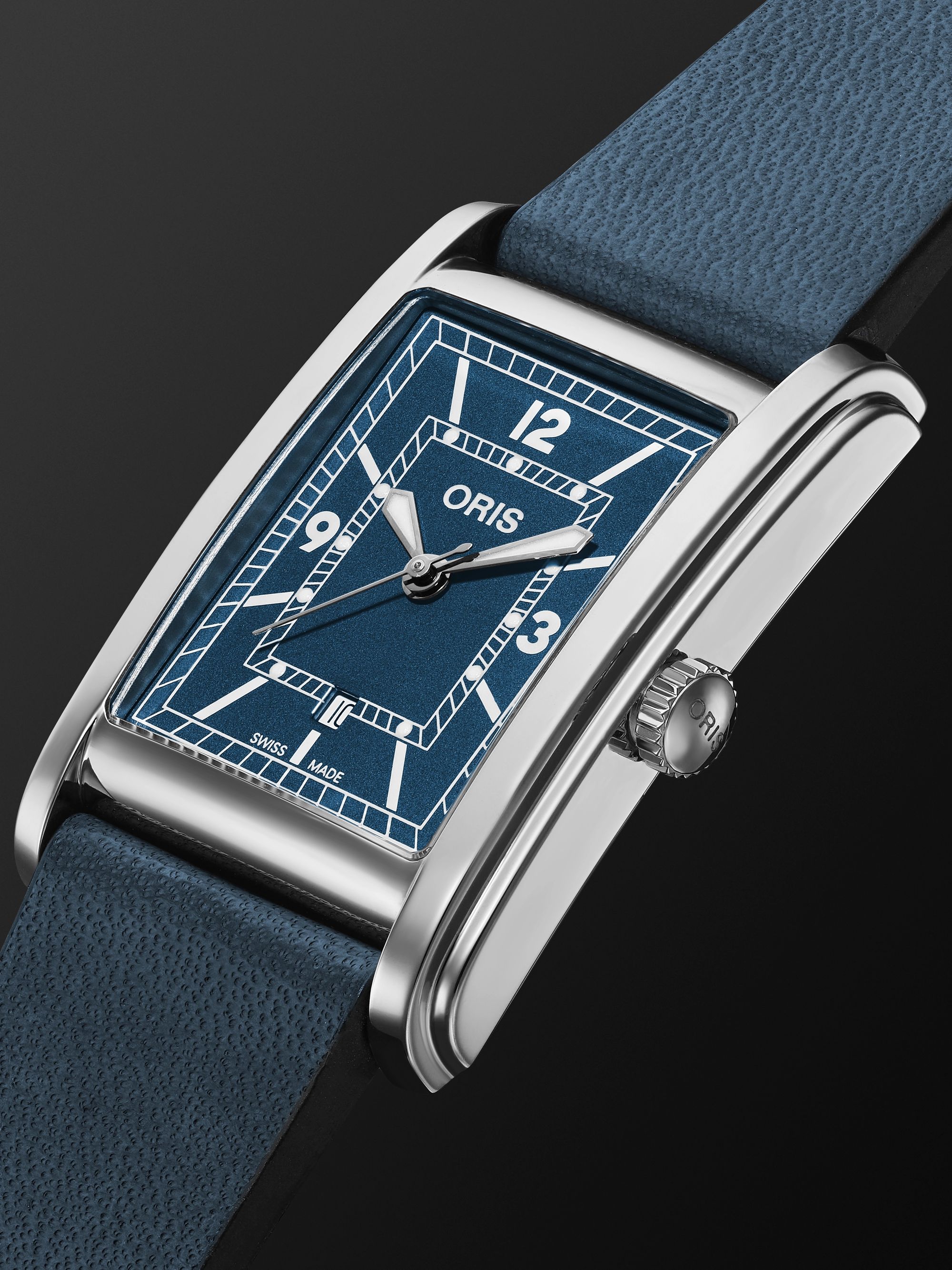 ORIS Rectangular Automatic 25.5mm Stainless Steel and Leather Watch, Ref. No. 01 561 7783 4065-07 5 19 17