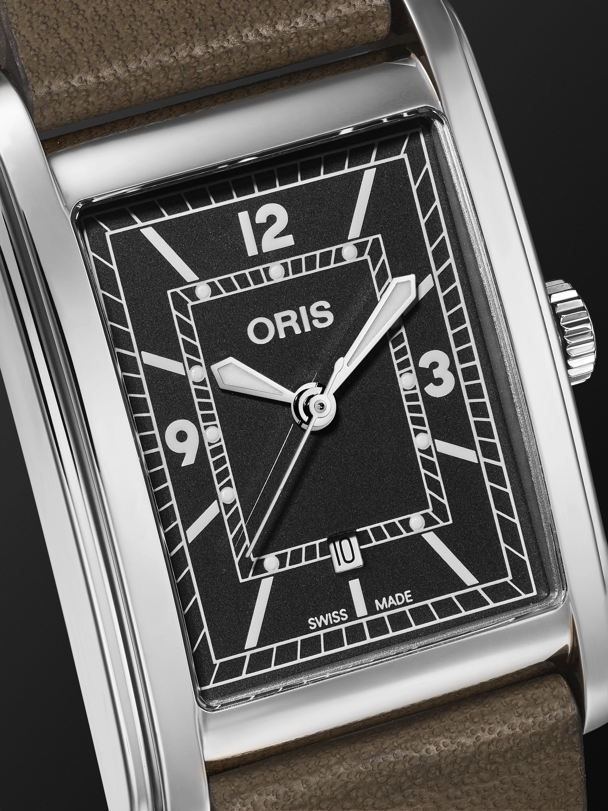 ORIS Rectangular Automatic 25.5mm Stainless Steel and Leather Watch, Ref. No. 01 561 7783 4063-07 5 19 16