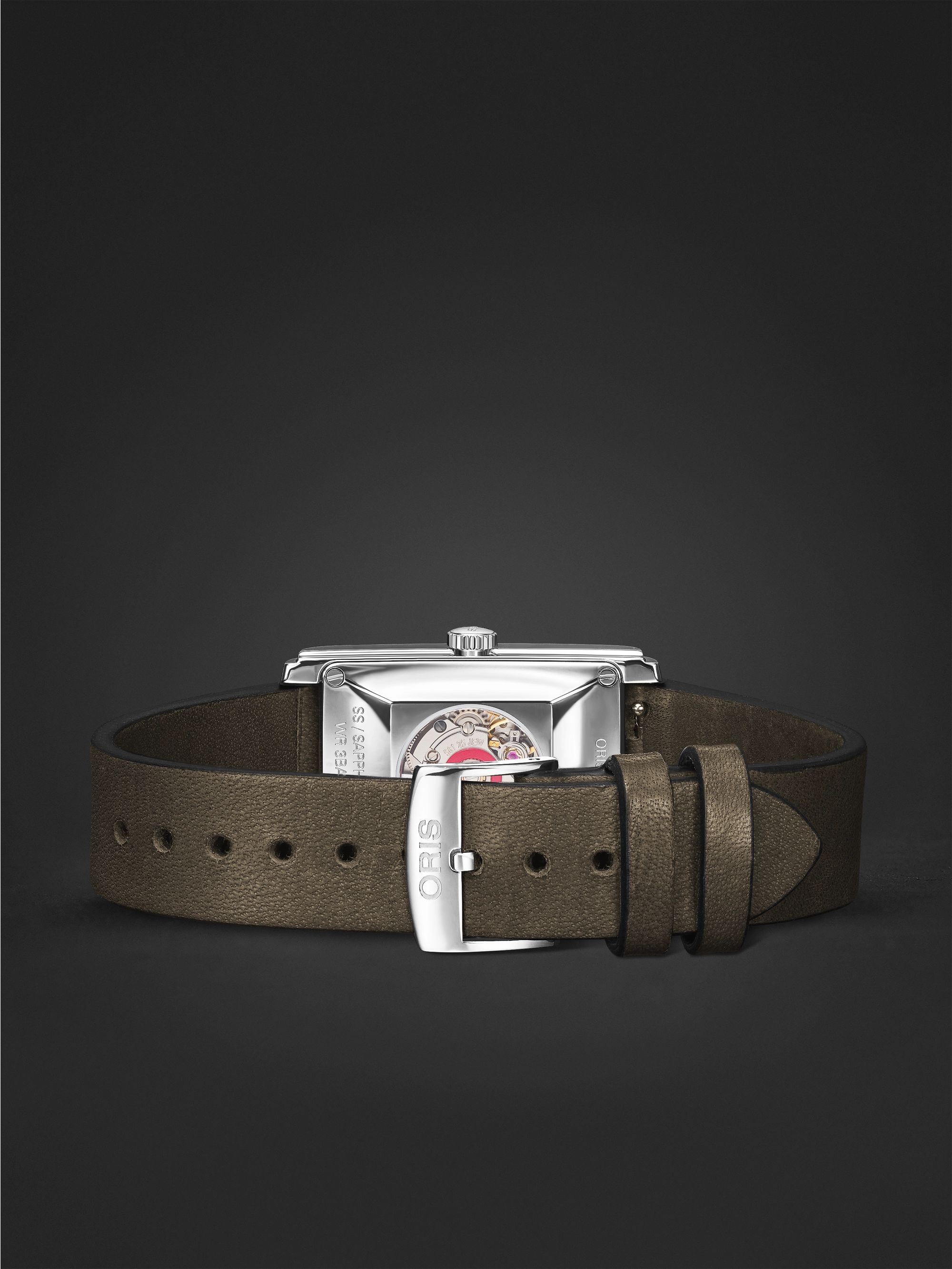 ORIS Rectangular Automatic 25.5mm Stainless Steel and Leather Watch, Ref. No. 01 561 7783 4063-07 5 19 16