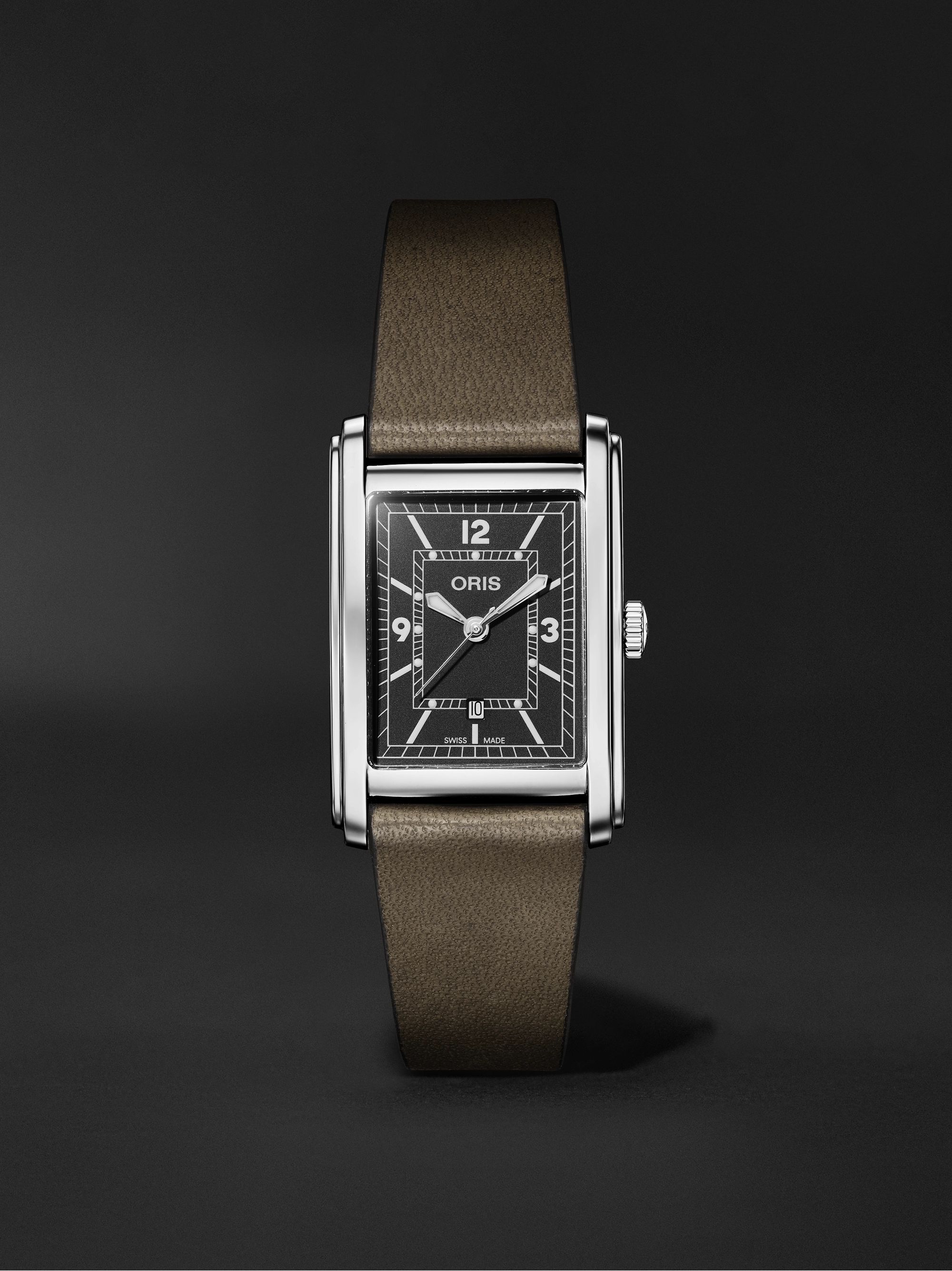 ORIS Rectangular Automatic 25.5mm Stainless Steel and Leather Watch, Ref. No. 01 561 7783 4063-07 5 19 16
