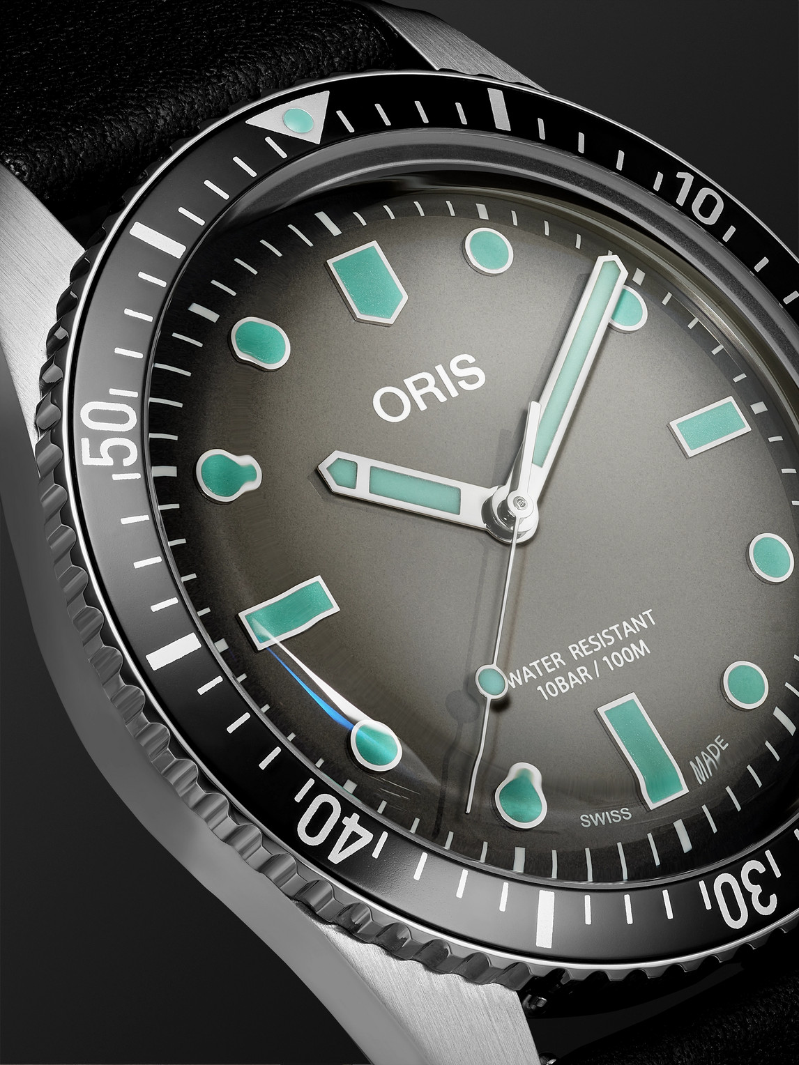 Shop Oris Divers Sixty-five Automatic 40mm Stainless Steel And Leather Watch, Ref. No. 01 733 7707 4053-07 5 2 In Gray