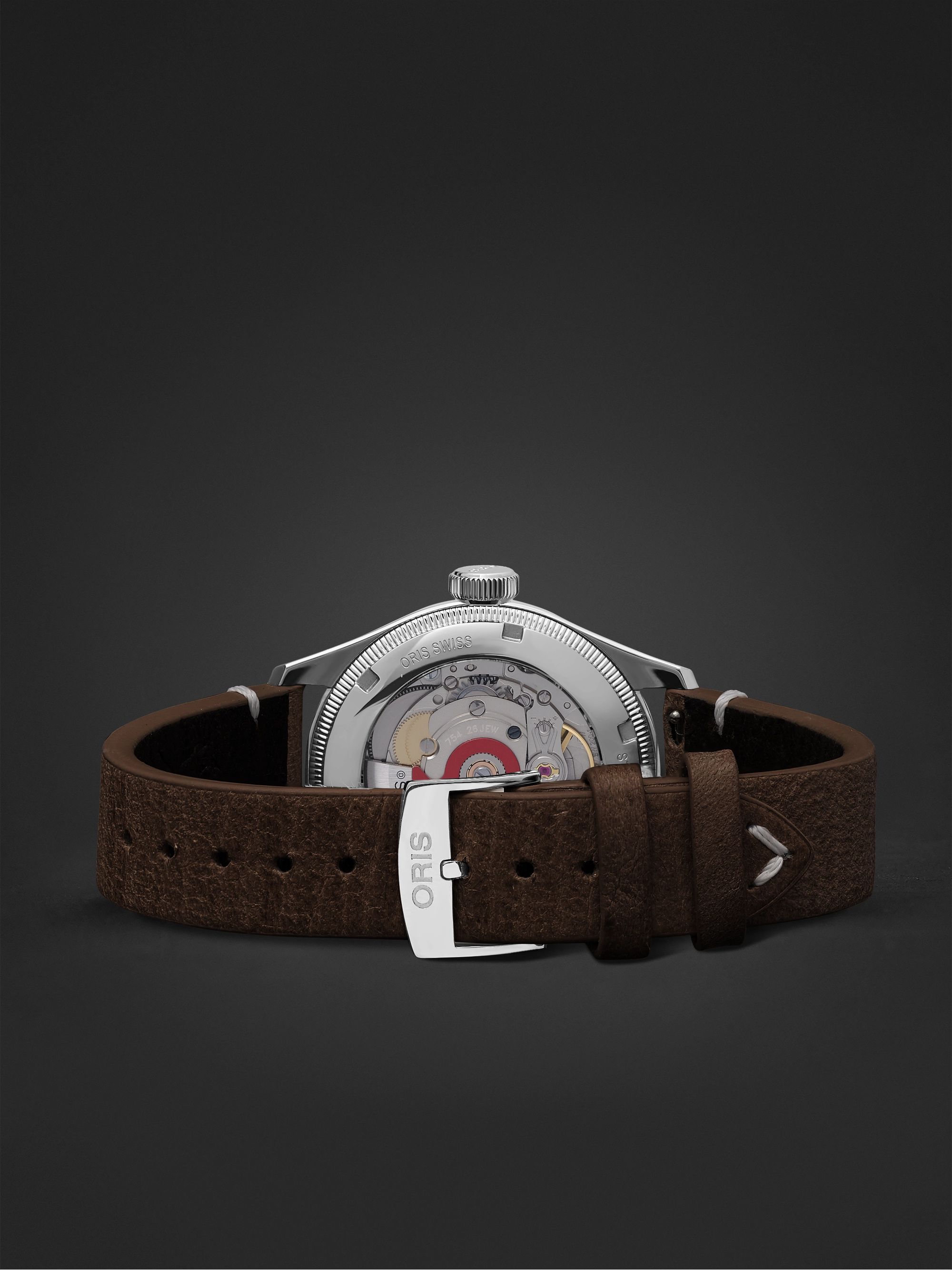 ORIS + Cervo Volante Big Crown Pointer Date Automatic 38mm Stainless Steel and Leather Watch, Ref. No. 01 754 7779 4063-Set