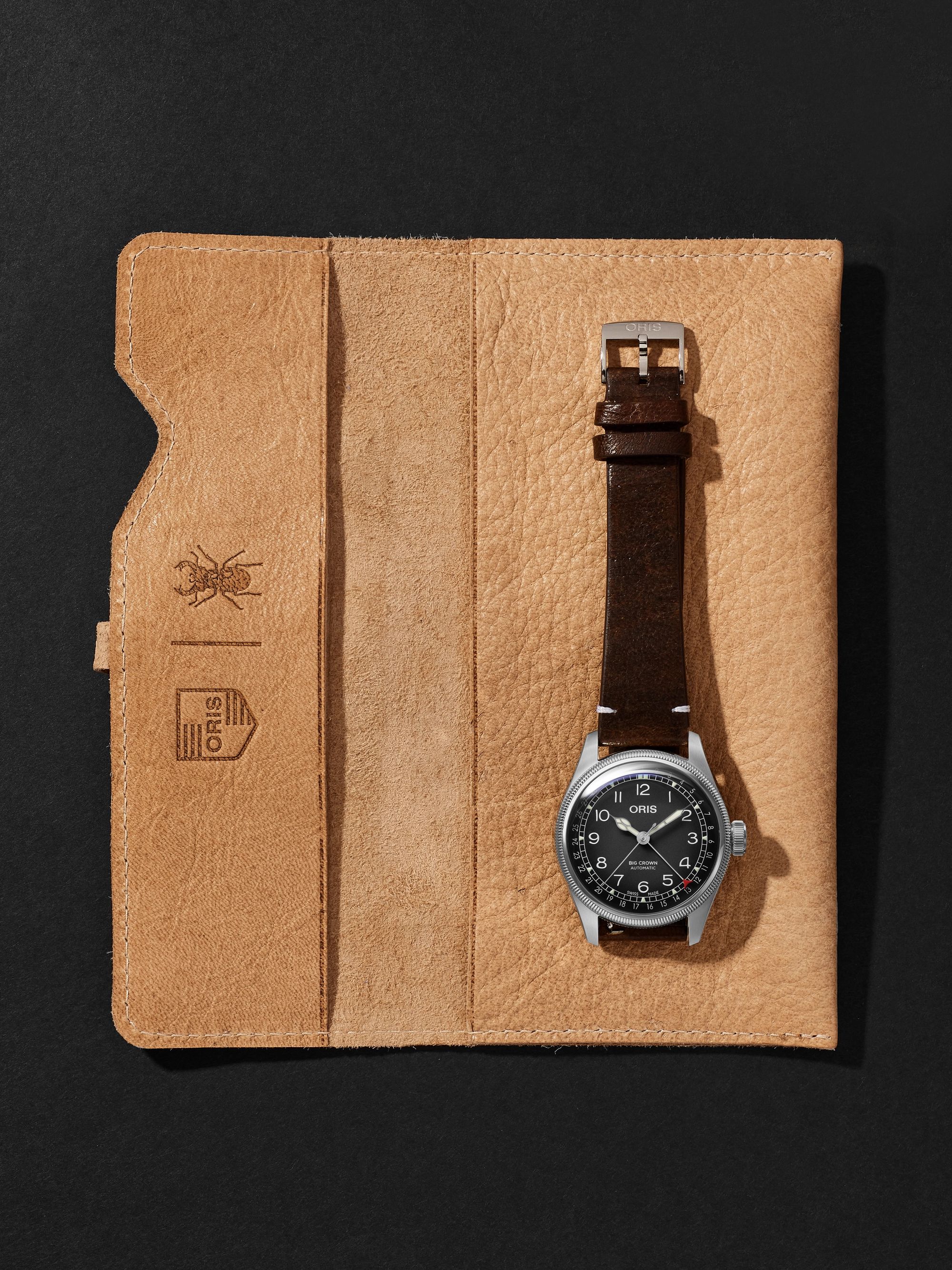 ORIS + Cervo Volante Big Crown Pointer Date Automatic 38mm Stainless Steel and Leather Watch, Ref. No. 01 754 7779 4063-Set