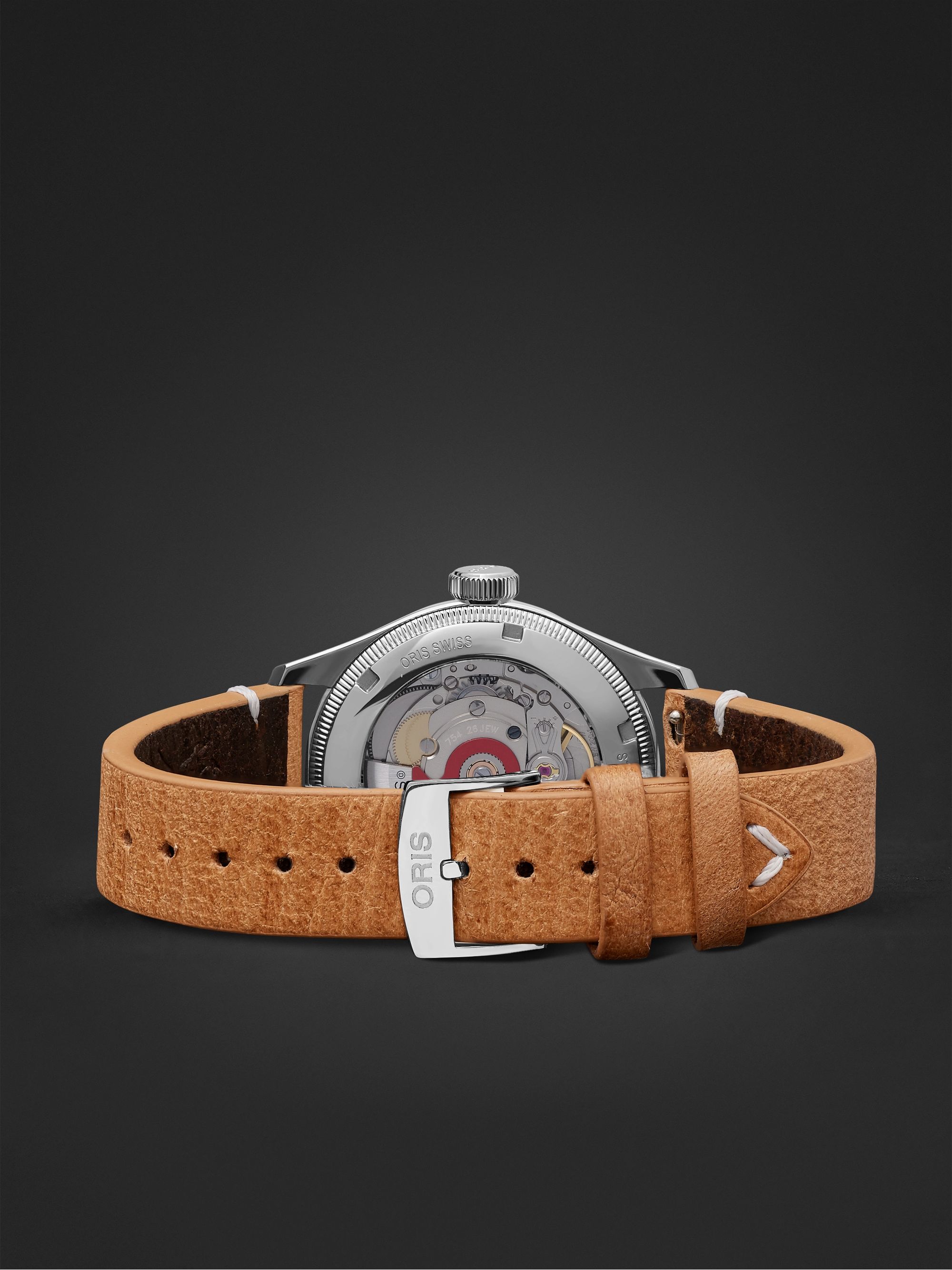 ORIS + Cervo Volante Big Crown Pointer Date Automatic 38mm Stainless Steel and Leather Watch, Ref. No. 01 754 7779 4067-Set