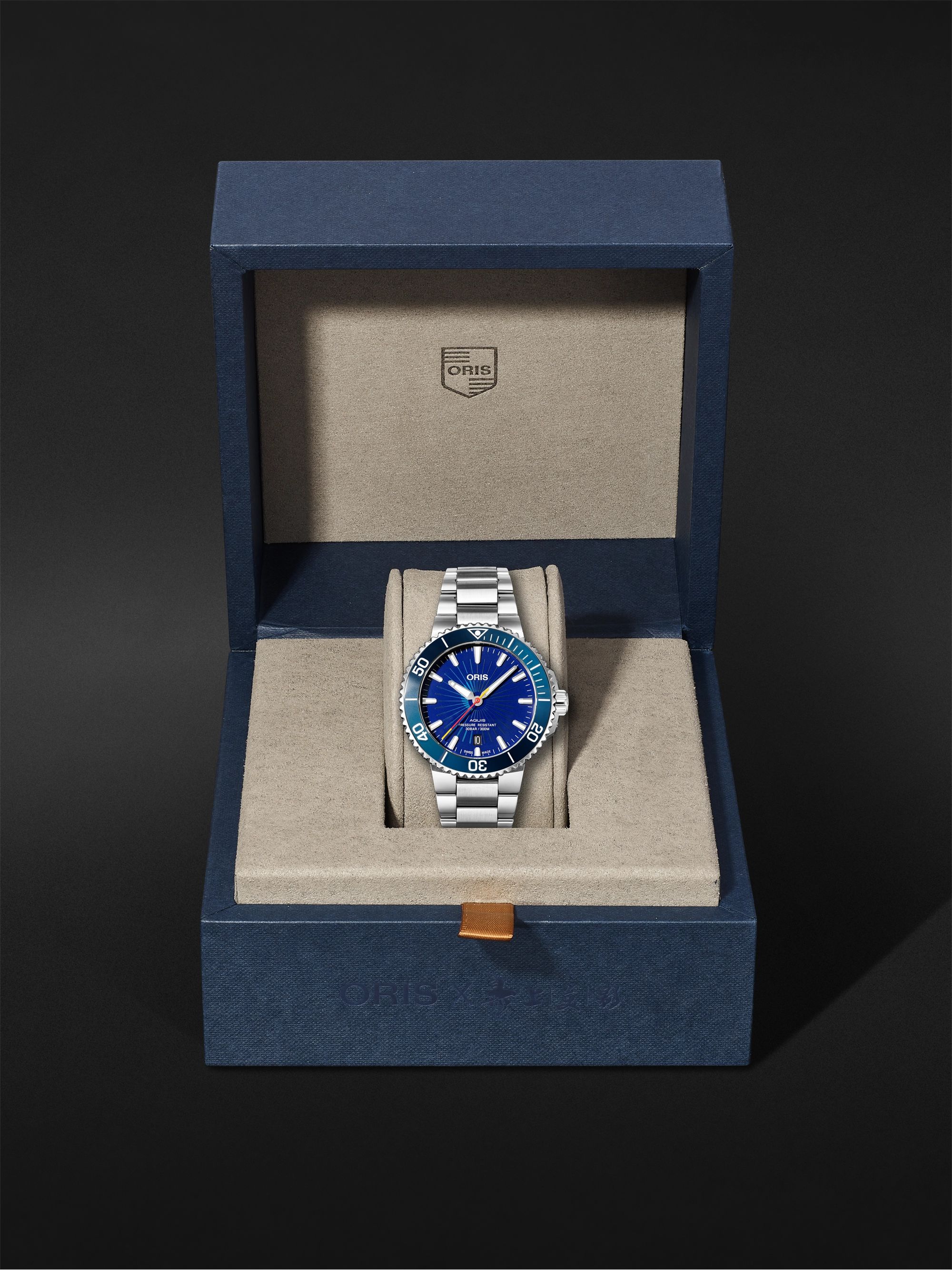 ORIS Aquis Date Sun Wukong Limited Edition Automatic 41.5mm Stainless Steel Watch, Ref. No. 01 733 7766 4185-Set
