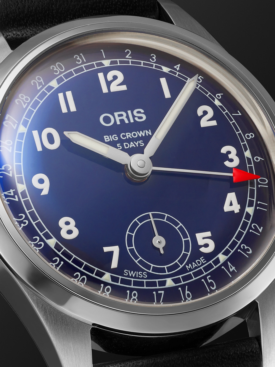 Shop Oris Big Crown Pointer Date Automatic 38mm Stainless Steel And Leather Watch, Ref. No. 01 403 7776 4065-0 In Blue