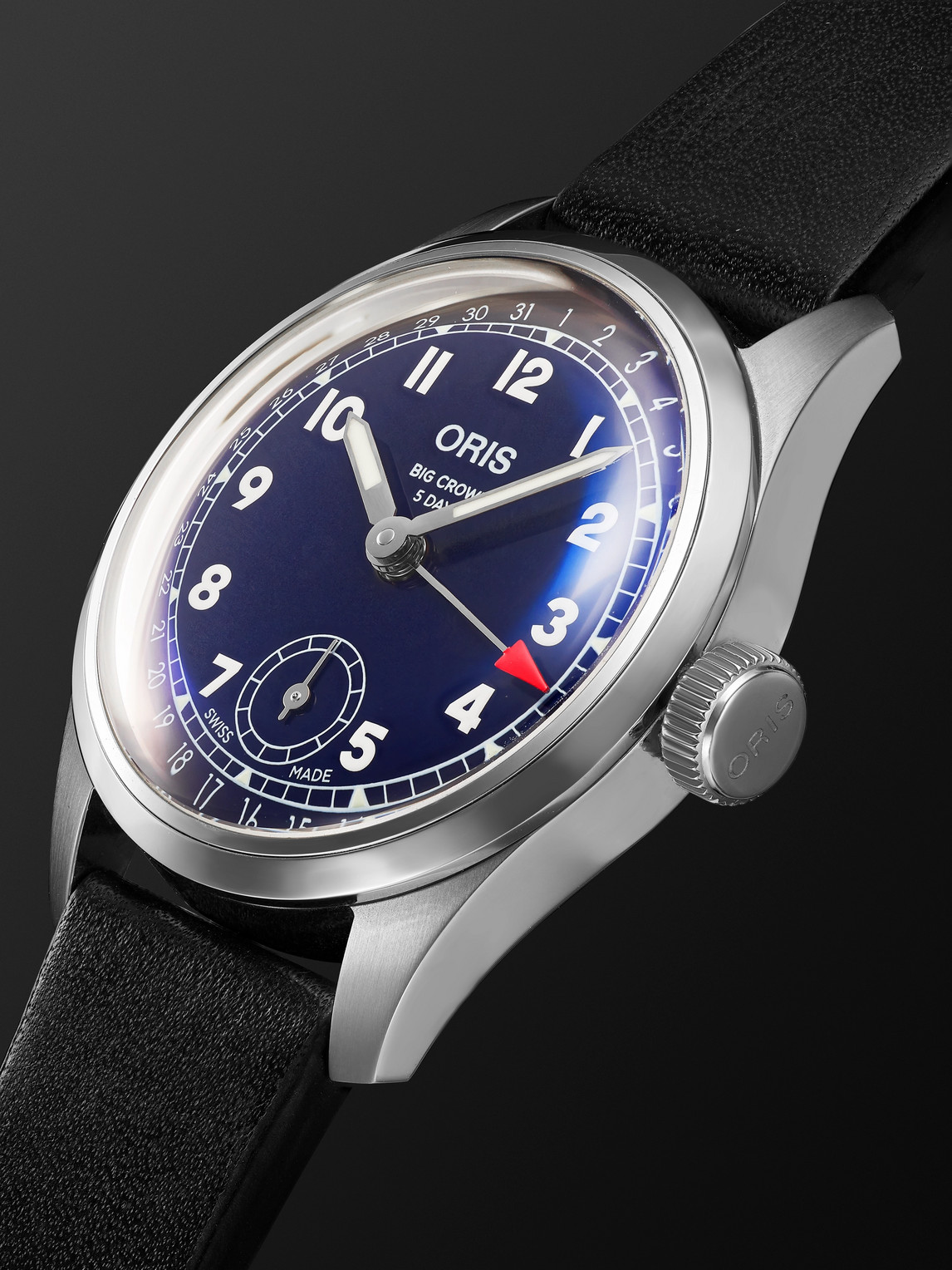 Shop Oris Big Crown Pointer Date Automatic 38mm Stainless Steel And Leather Watch, Ref. No. 01 403 7776 4065-0 In Blue