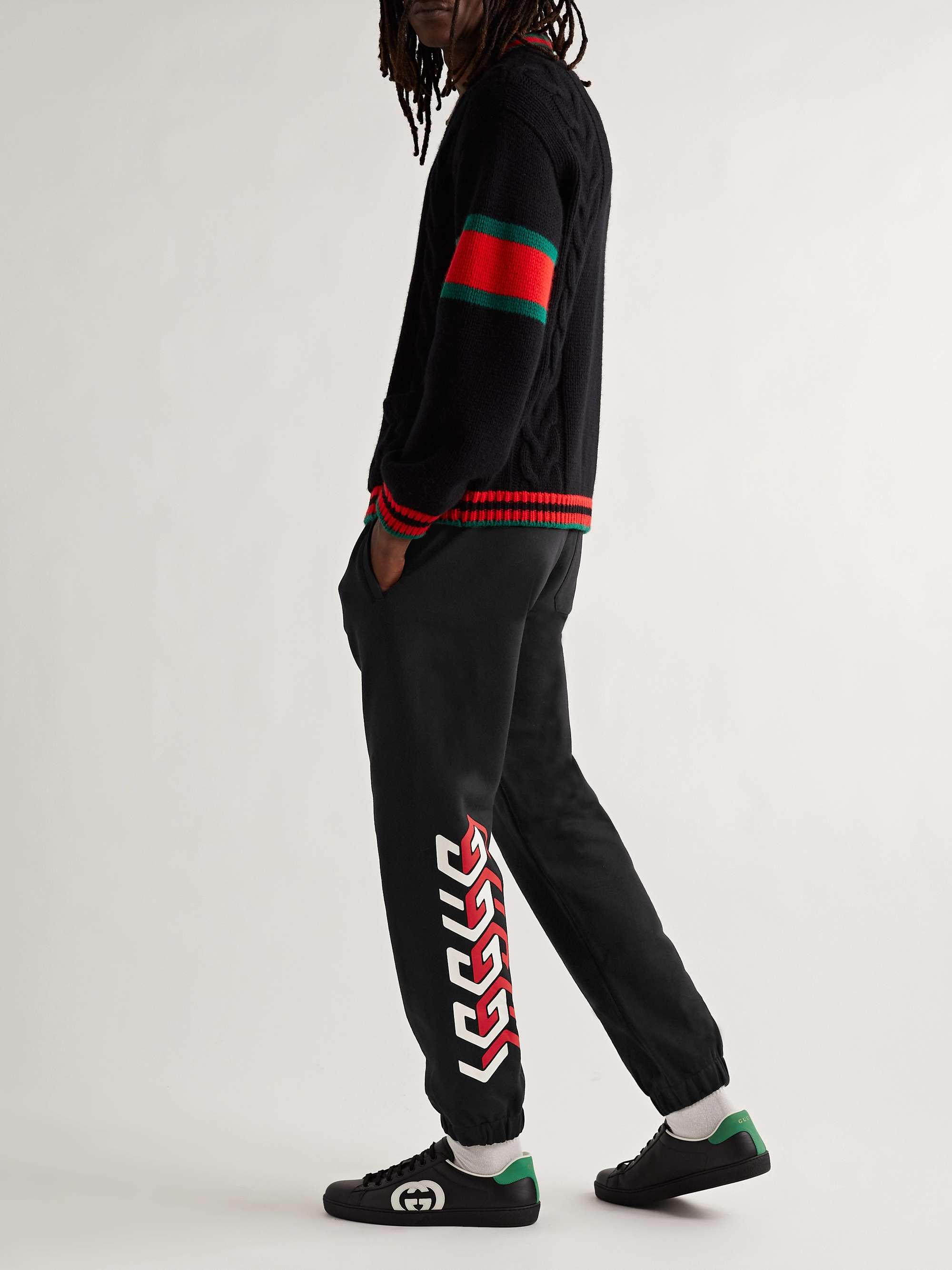 Luske sekstant Converge GUCCI Tapered Logo-Print Cotton-Jersey Sweatpants | MR PORTER