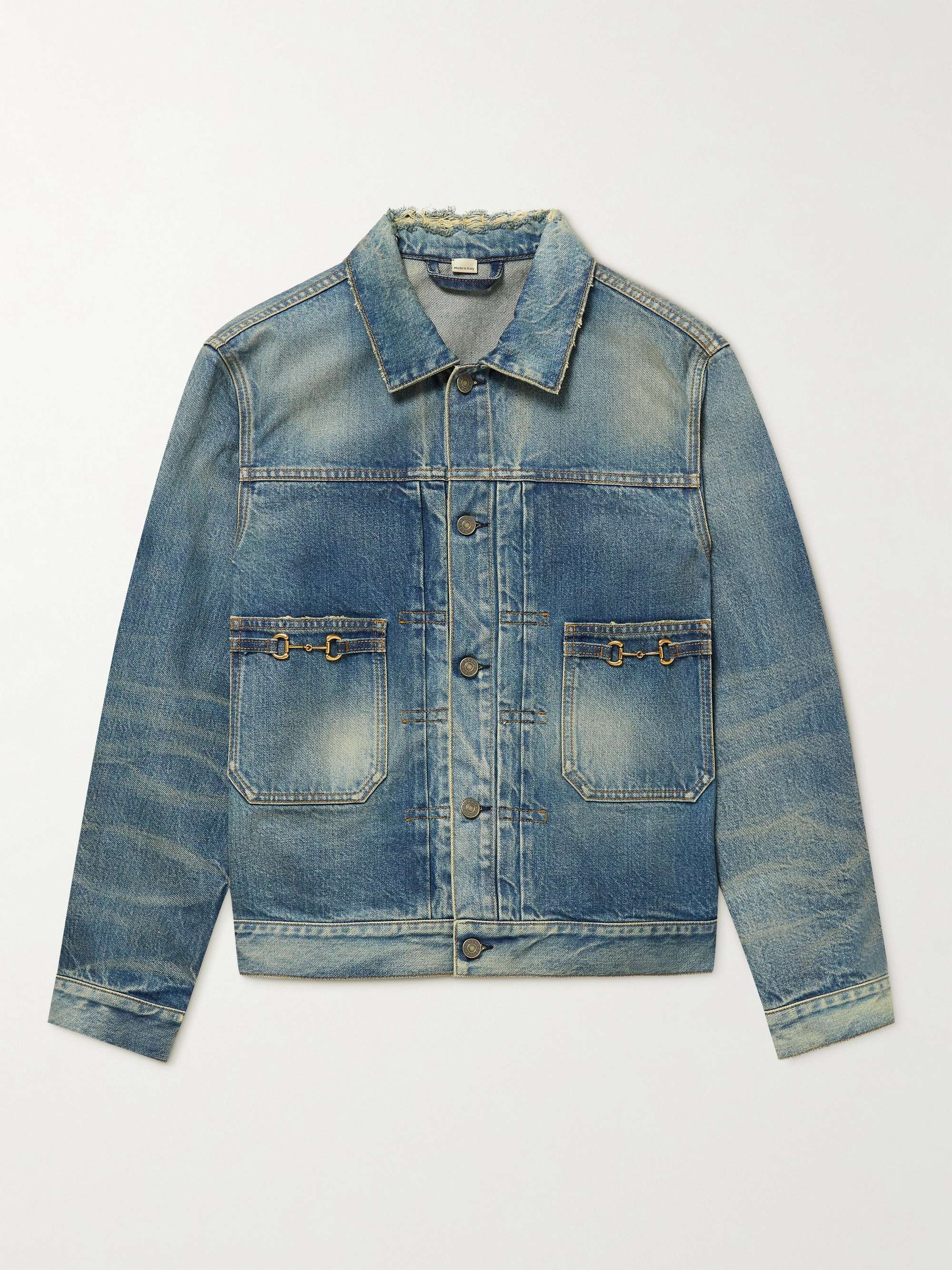 Slim-Fit Logo-Jacquard Denim Jacket