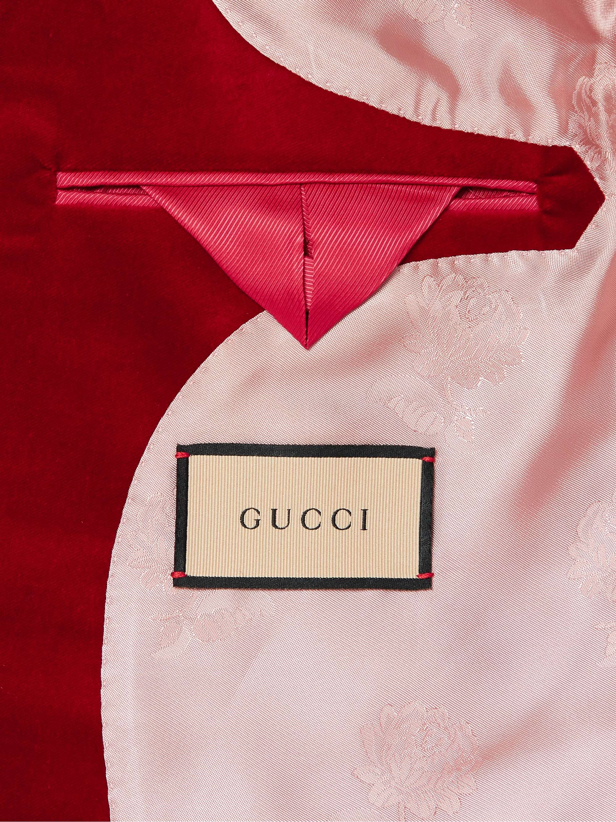 GUCCI Slim-Fit Silk Satin-Trimmed Cotton-Blend Velvet Tuxedo Jacket