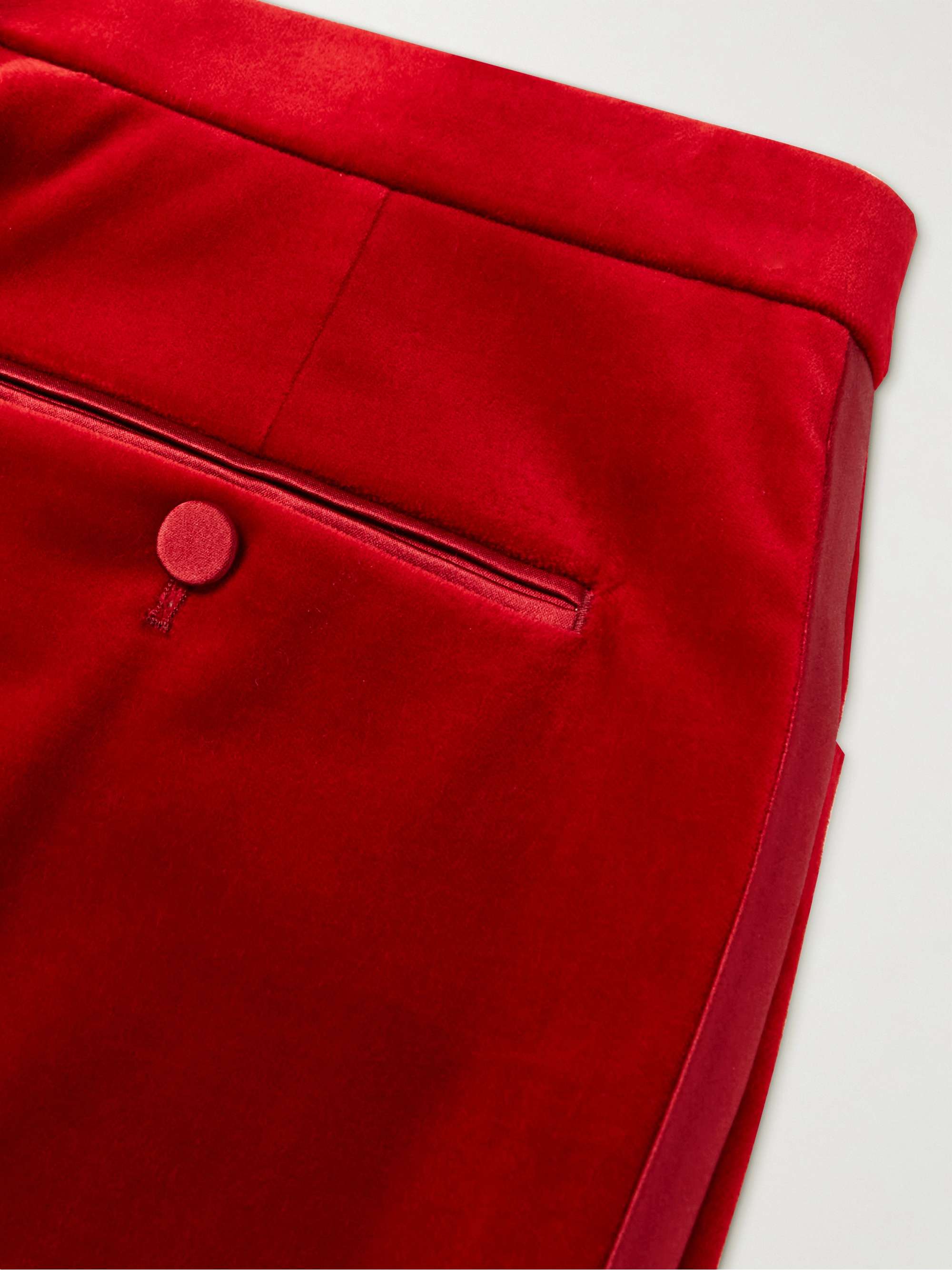 GUCCI Bootcut Silk Satin-Trimmed Stretch-Velvet Trousers