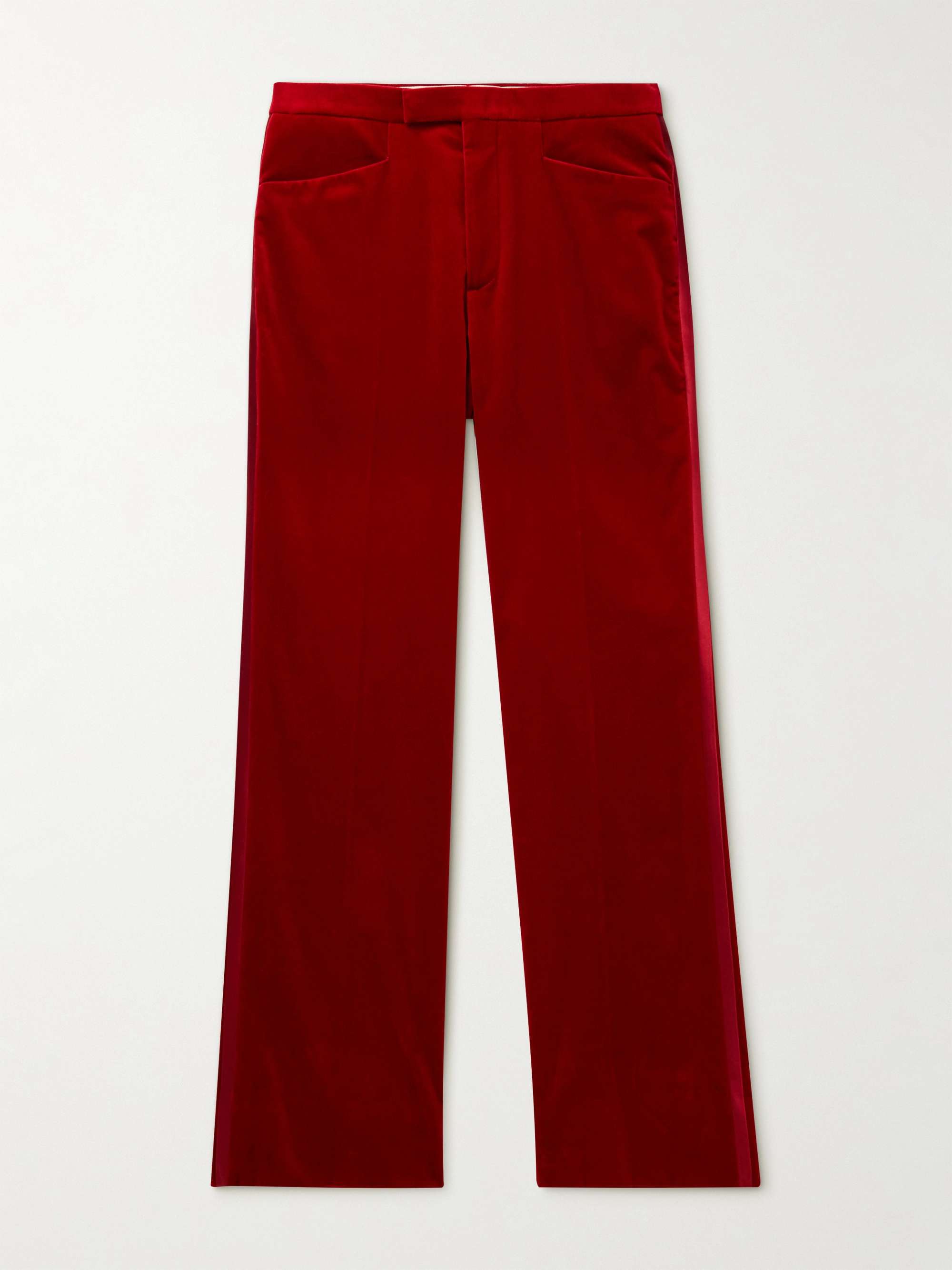 Bootcut Silk Satin Trimmed Stretch Velvet Trousers