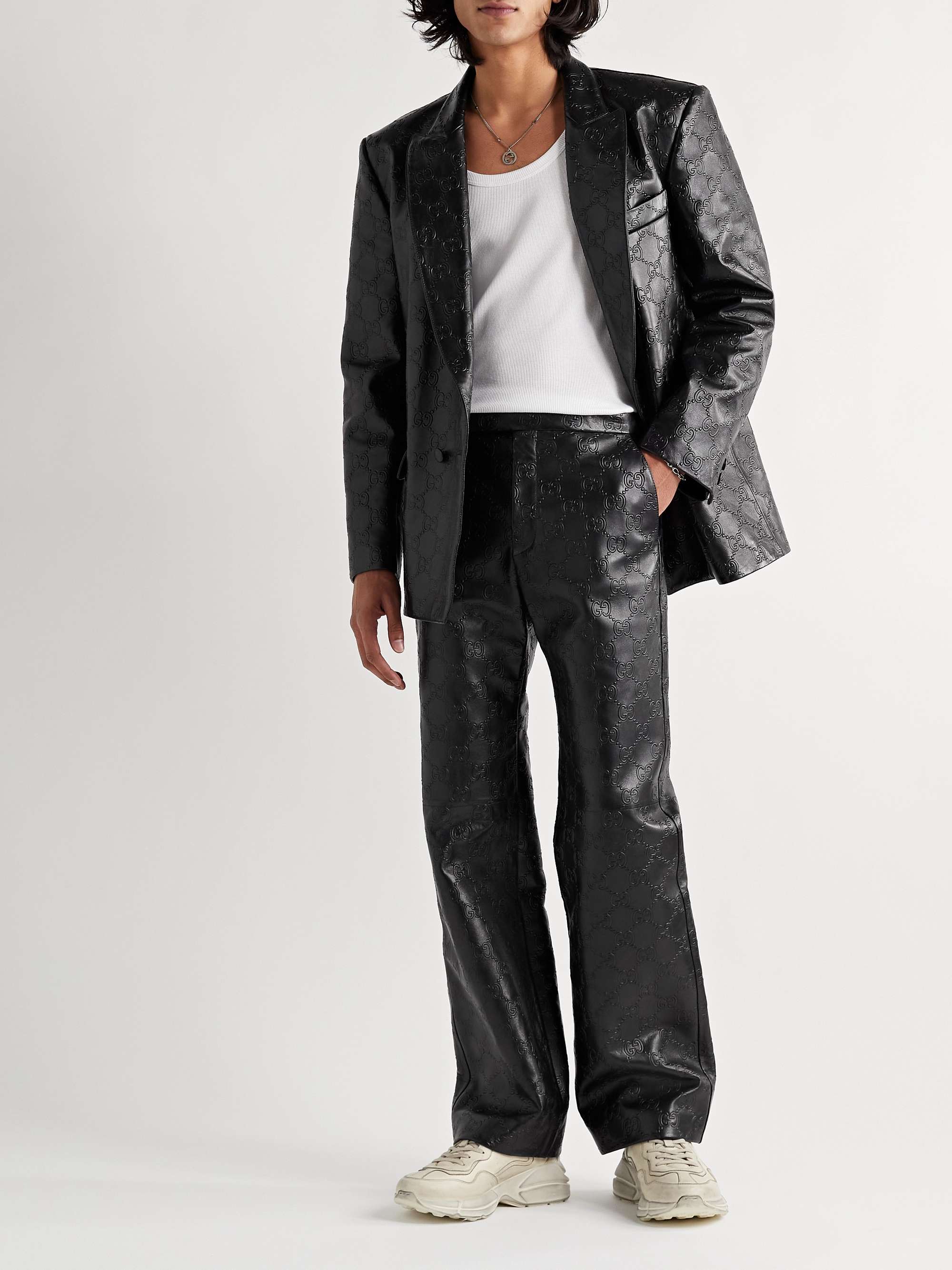 GUCCI Pants Men  Shiny leather trousers Black  GUCCI 713487 XNATL1000   Leam Luxury Shopping Online