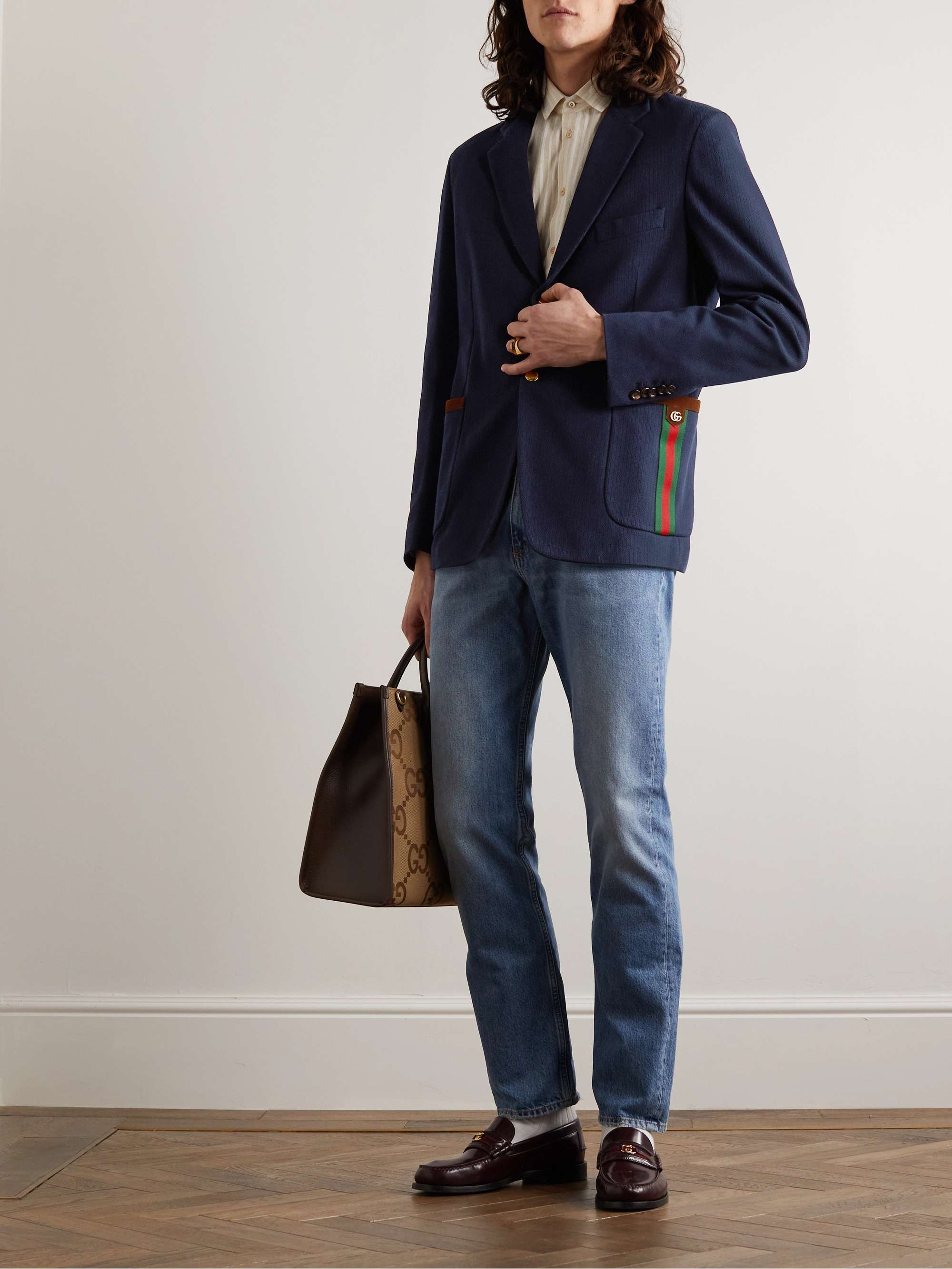 Gucci Brown Canvas Monogram Blazer for Men