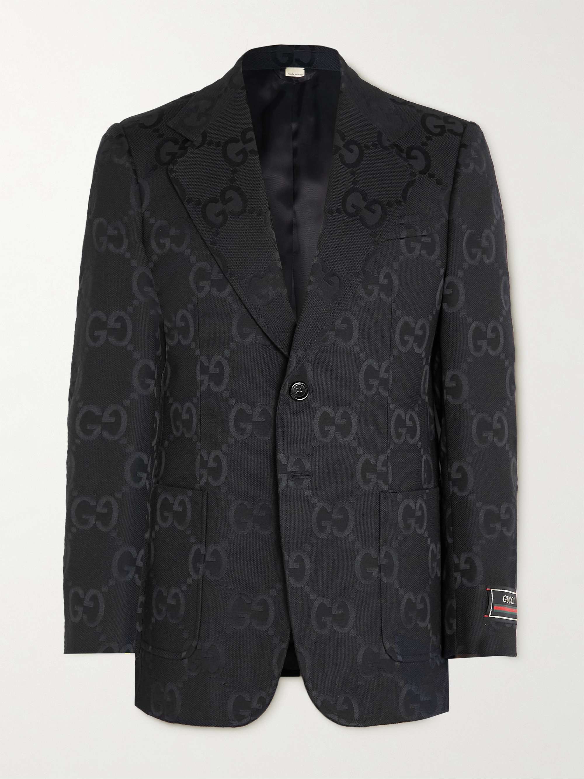 GUCCI Oversized Logo-Jacquard Cotton-Blend Canvas Blazer | MR PORTER