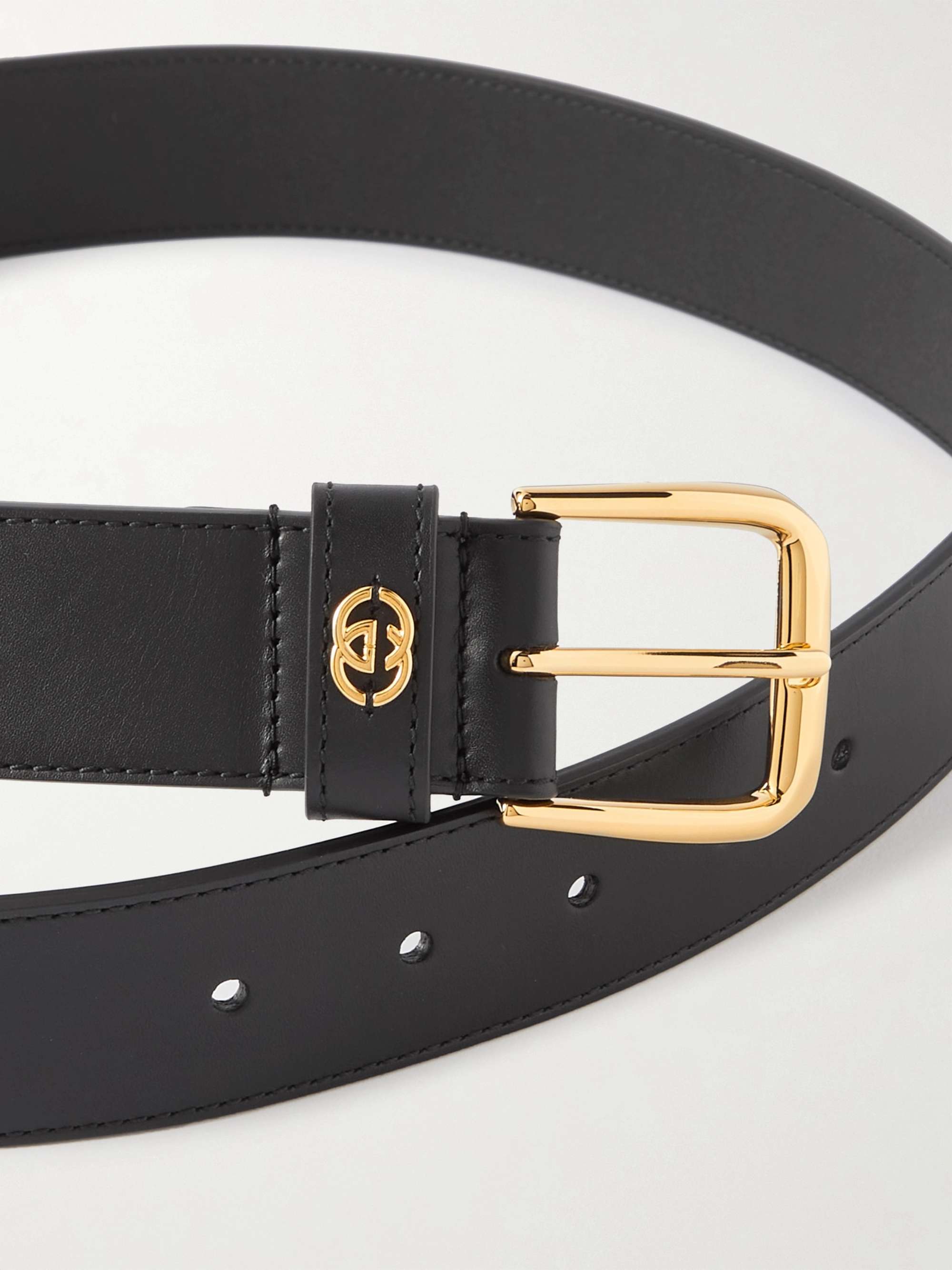 Gucci Wide Black Leather Belt with Gold GG Logo Buckle ref.942234