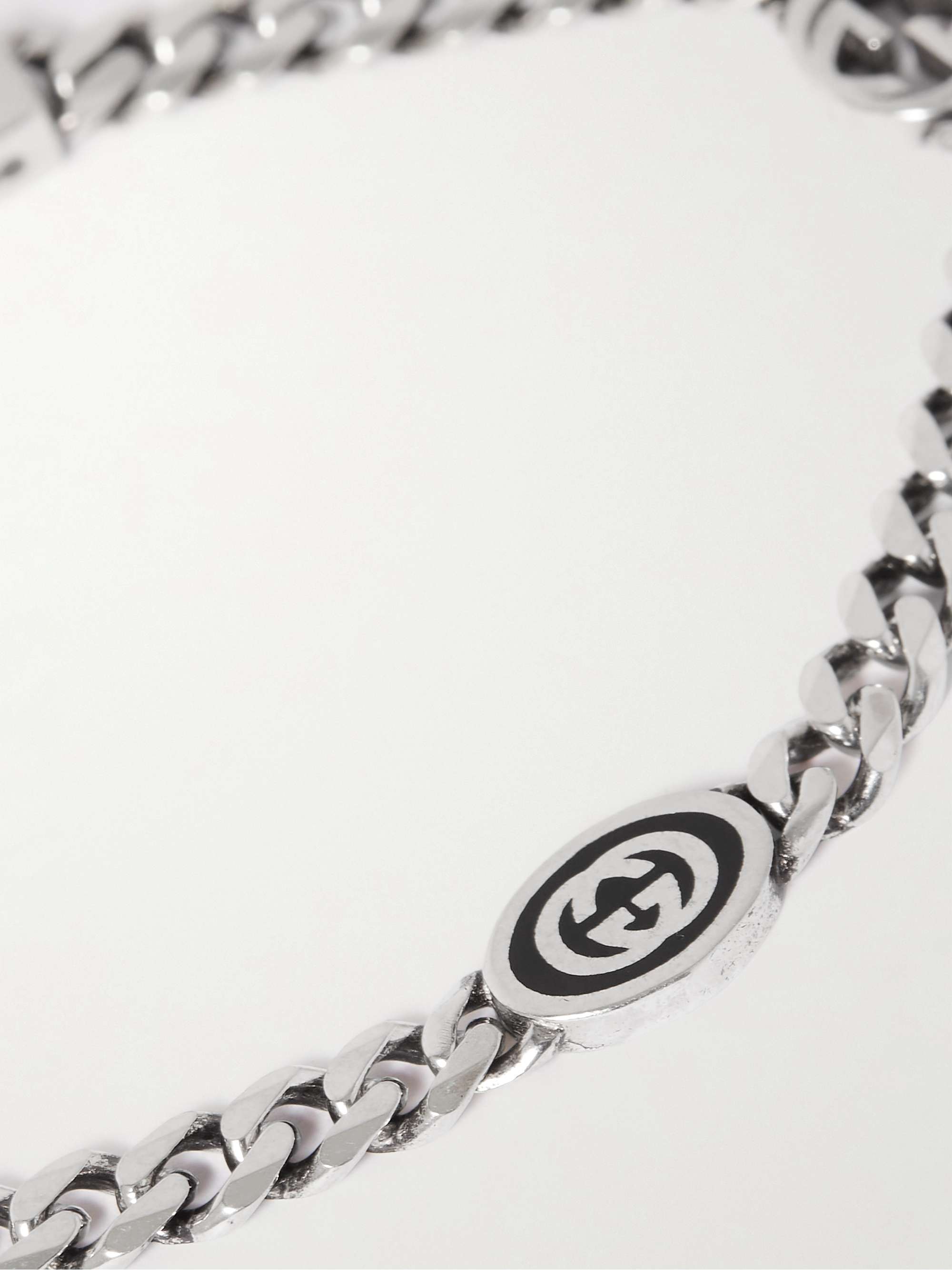 Lee Swipe Manhattan GUCCI Sterling Silver and Enamel Chain Bracelet for Men | MR PORTER