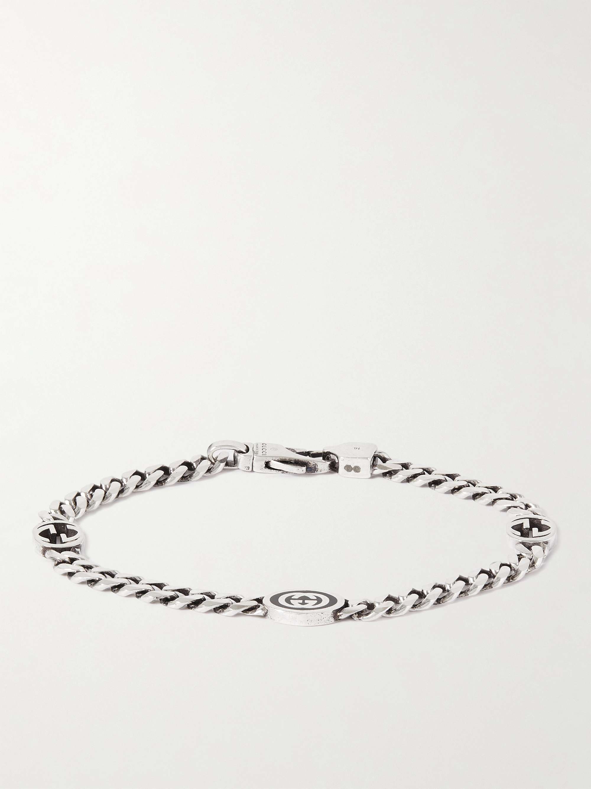 Gucci Sterling Silver and Enamel Chain Bracelet - Men - Silver Jewelry