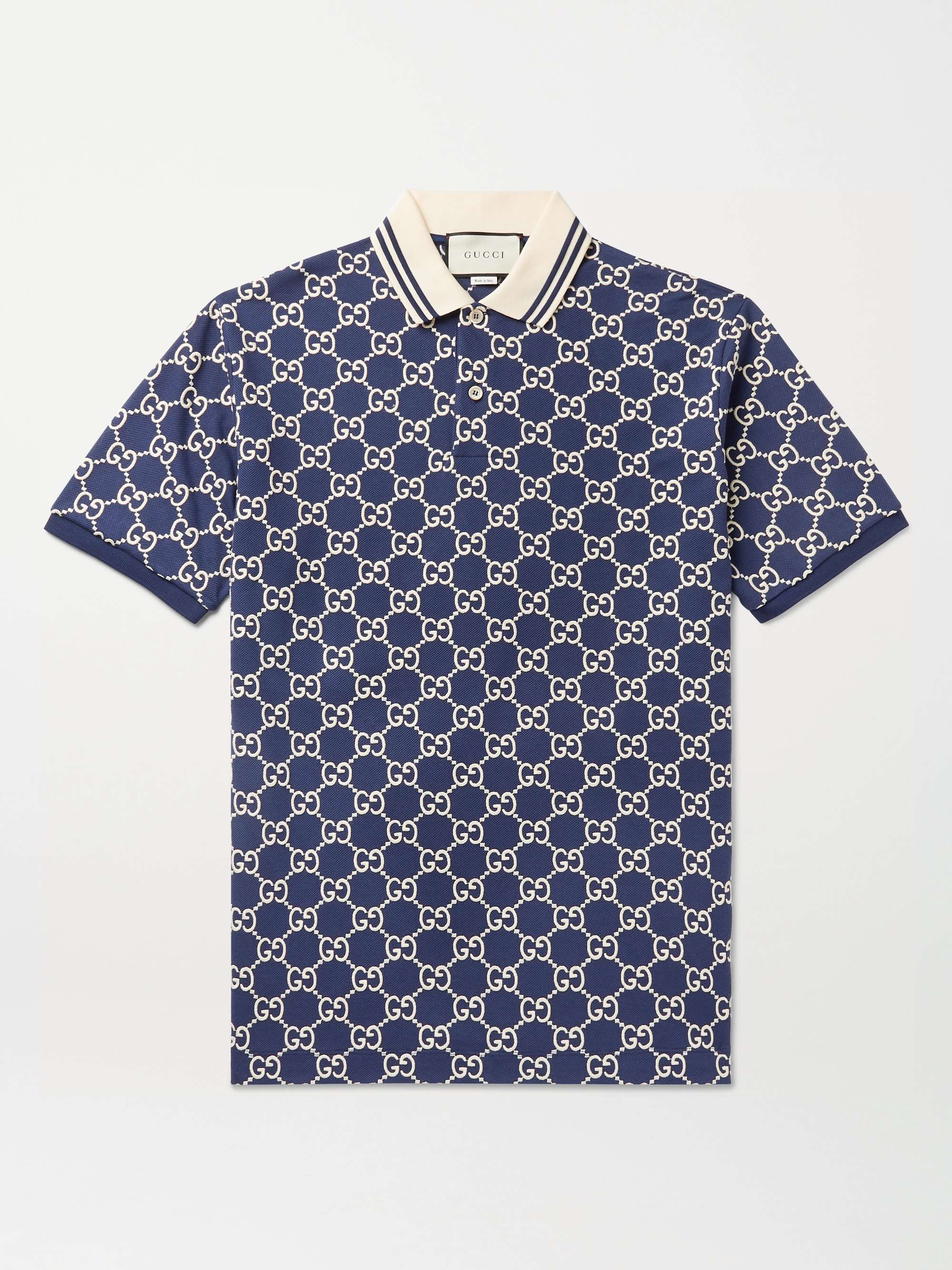 GUCCI Logo-Embroidered Cotton-Blend Pique Polo Shirt