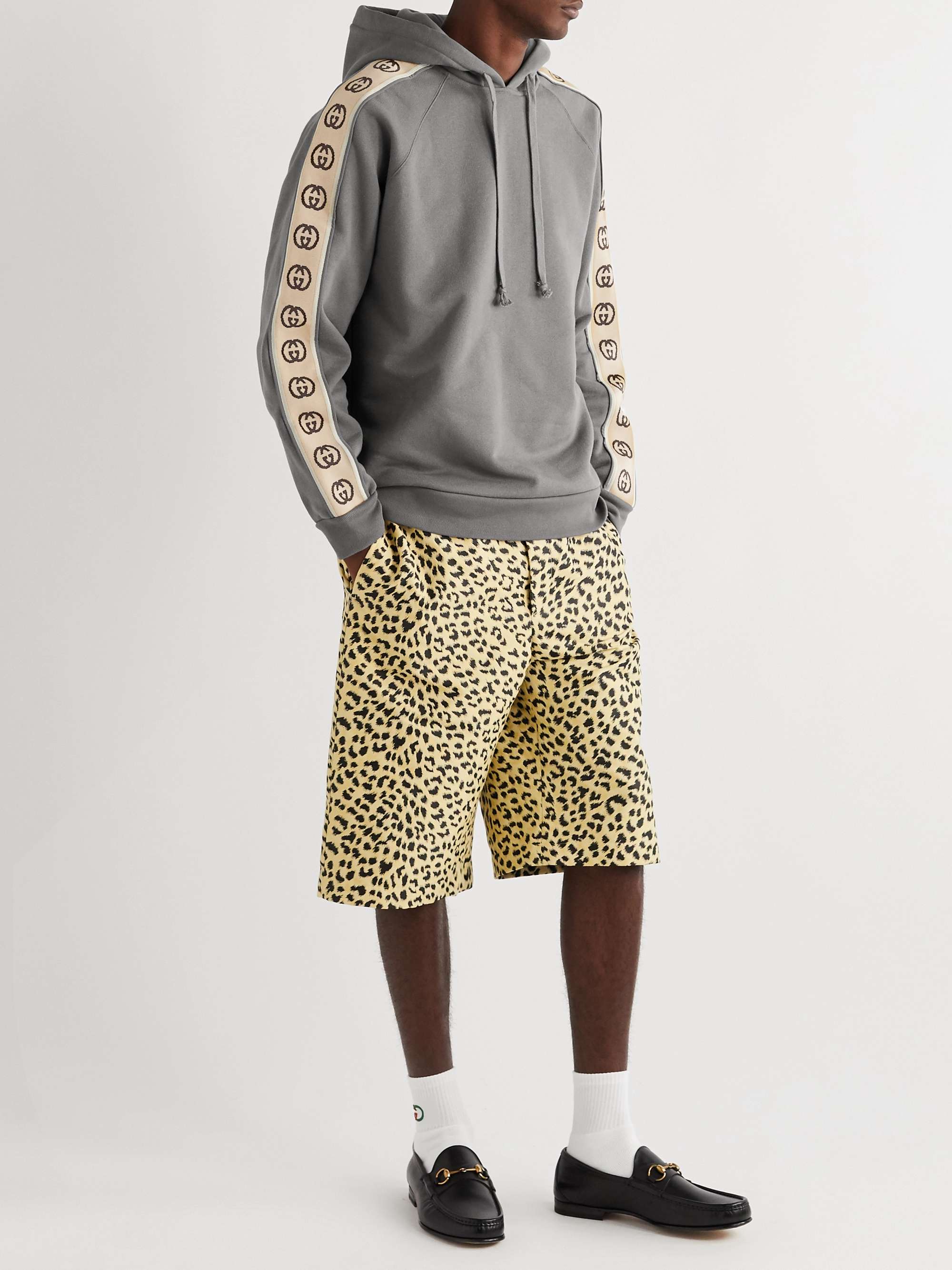 GUCCI Oversized Webbing-Trimmed Loopback Cotton-Jersey Hoodie