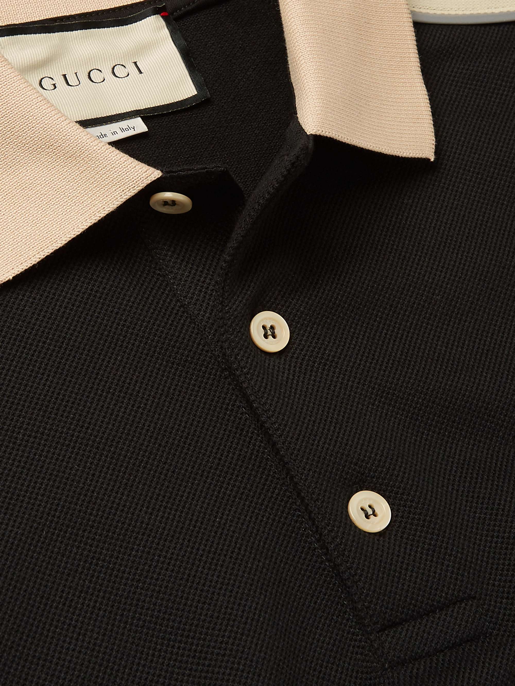 Gucci monogram-pattern Silk-Cotton Polo Shirt - Black