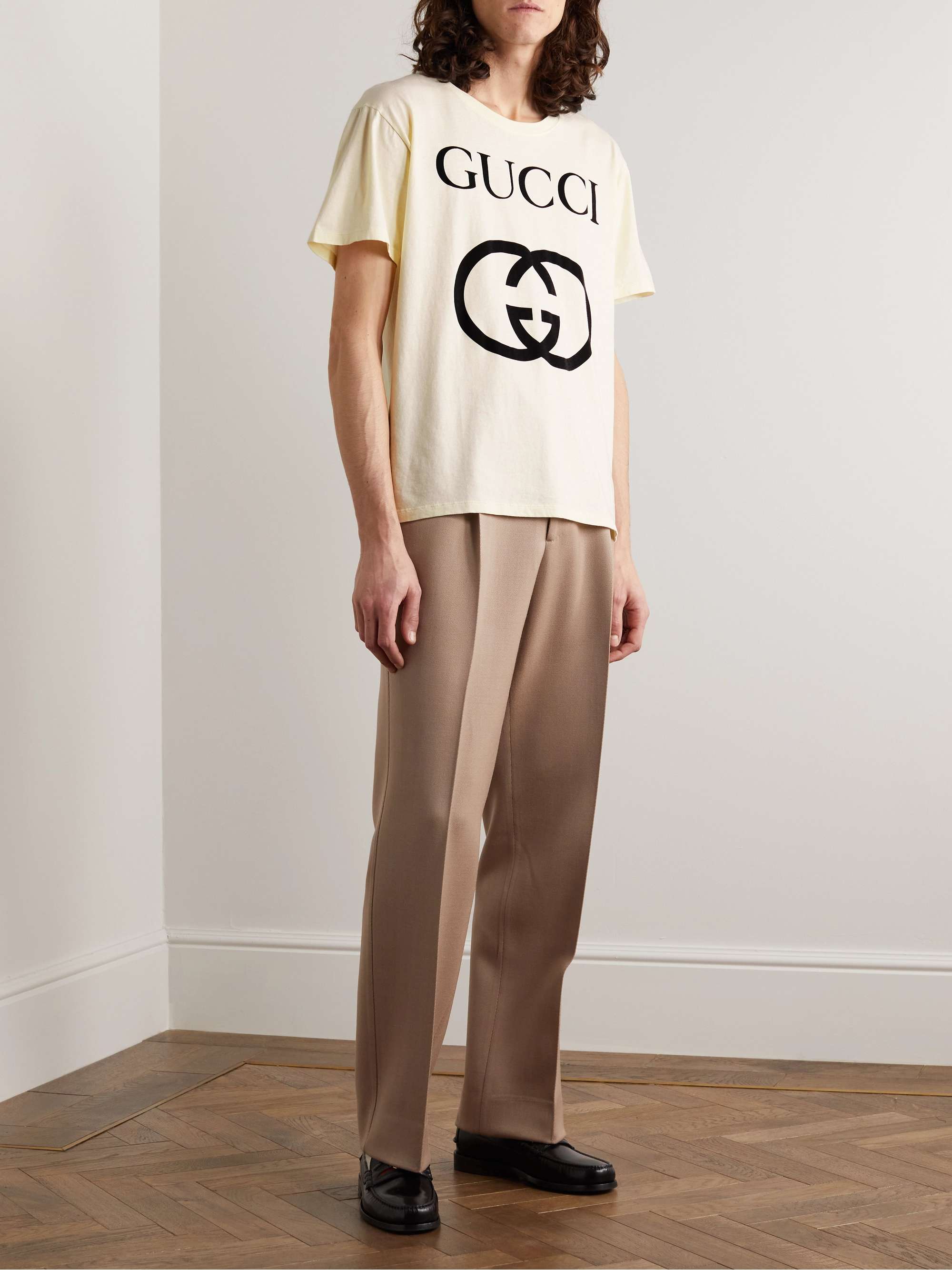 GUCCI Oversized Logo-Print Cotton-Jersey T-Shirt | MR