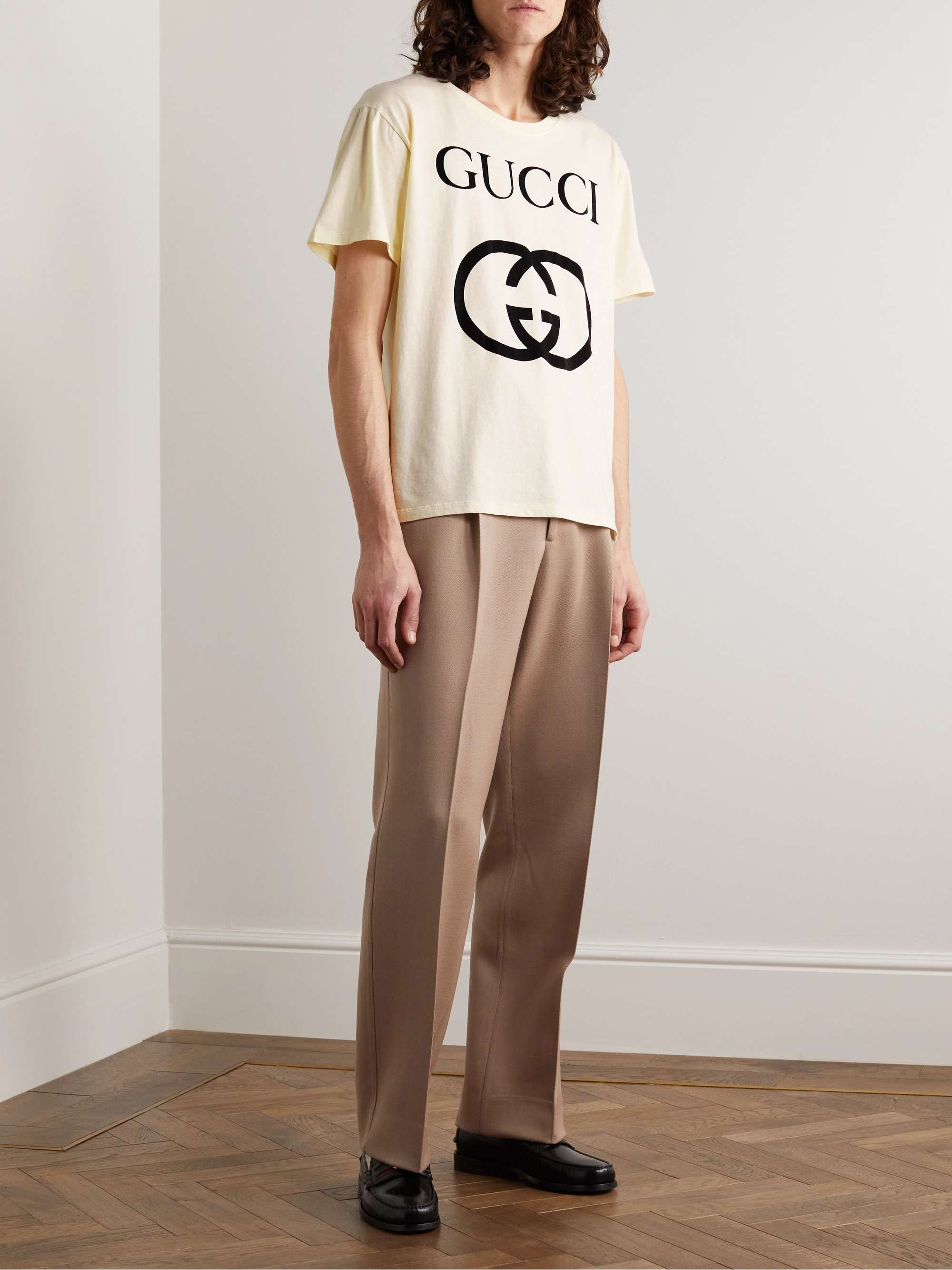 Black Washed Cotton Jersey Oversize T-Shirt With Gucci Logo