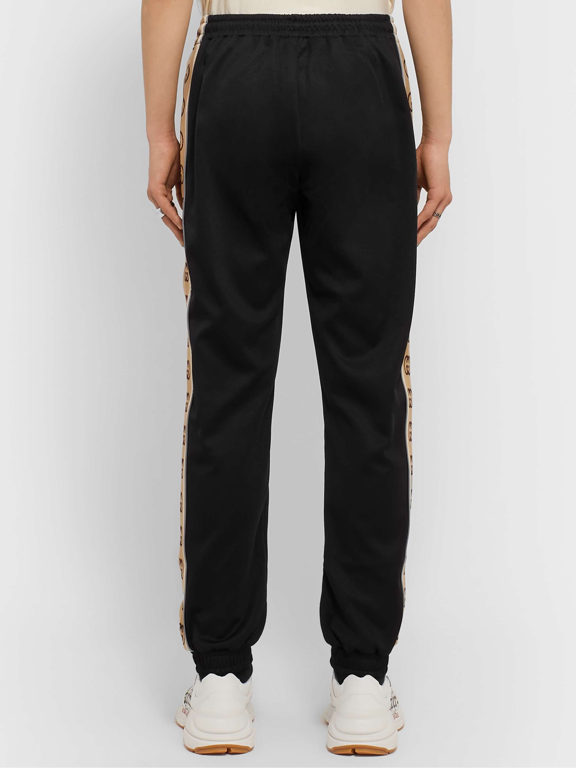 GUCCI Tapered Logo-Jacquard Webbing-Trimmed Tech-Jersey Track Pants for ...