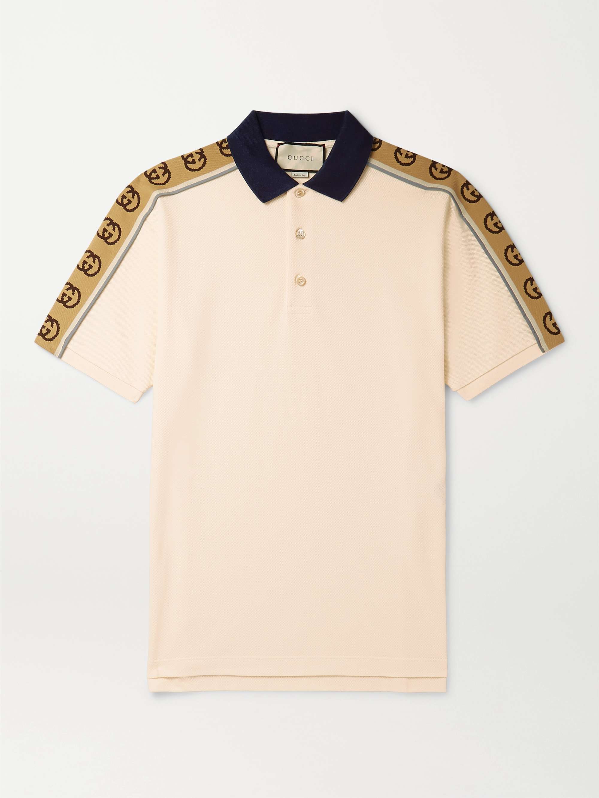 GUCCI Logo-Embroidered Stretch-Cotton Piqué Polo Shirt for Men