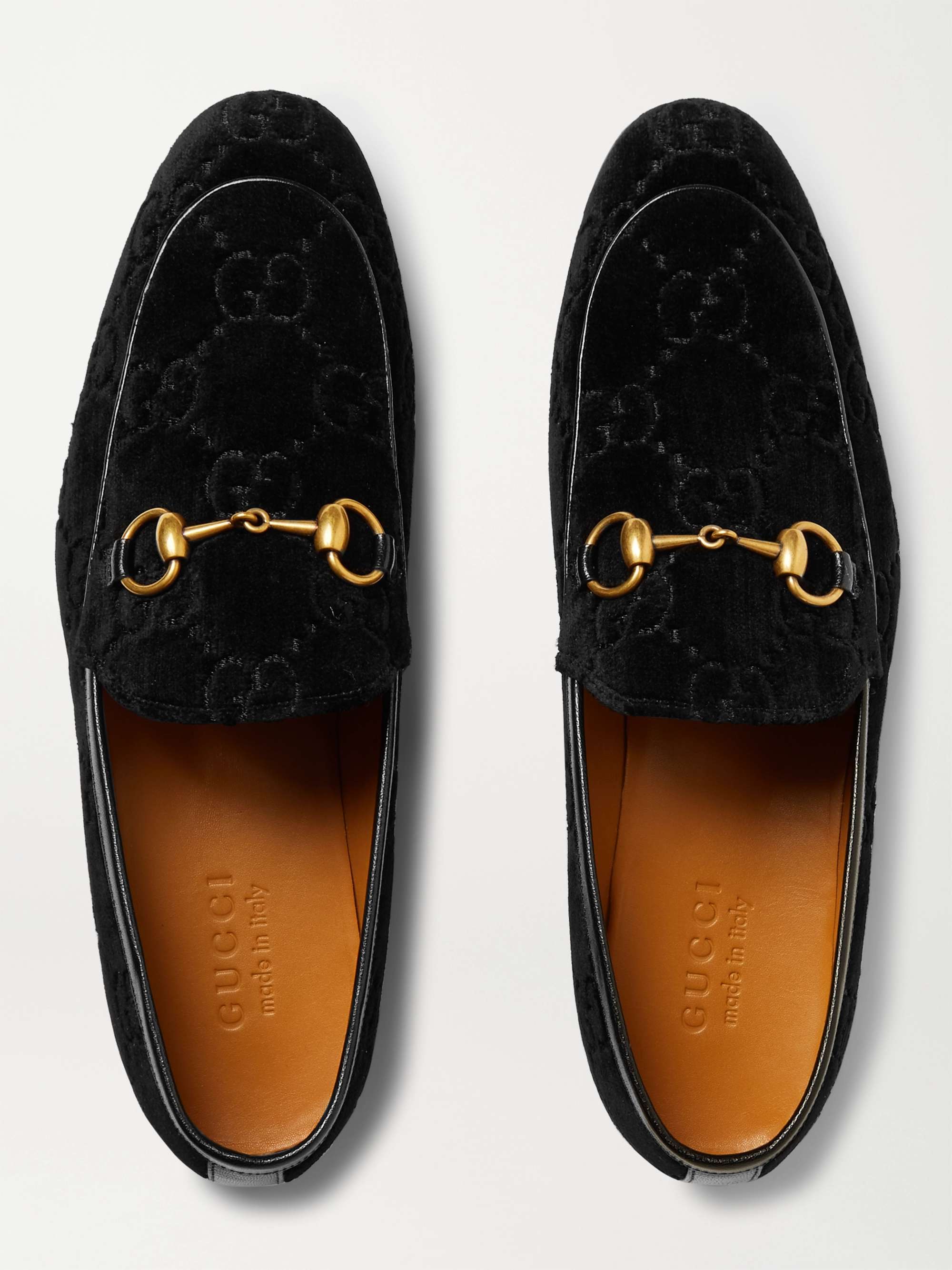 Gucci Black Leather Jordaan Embroidered Bee Horsebit Slip On Loafers Size  37