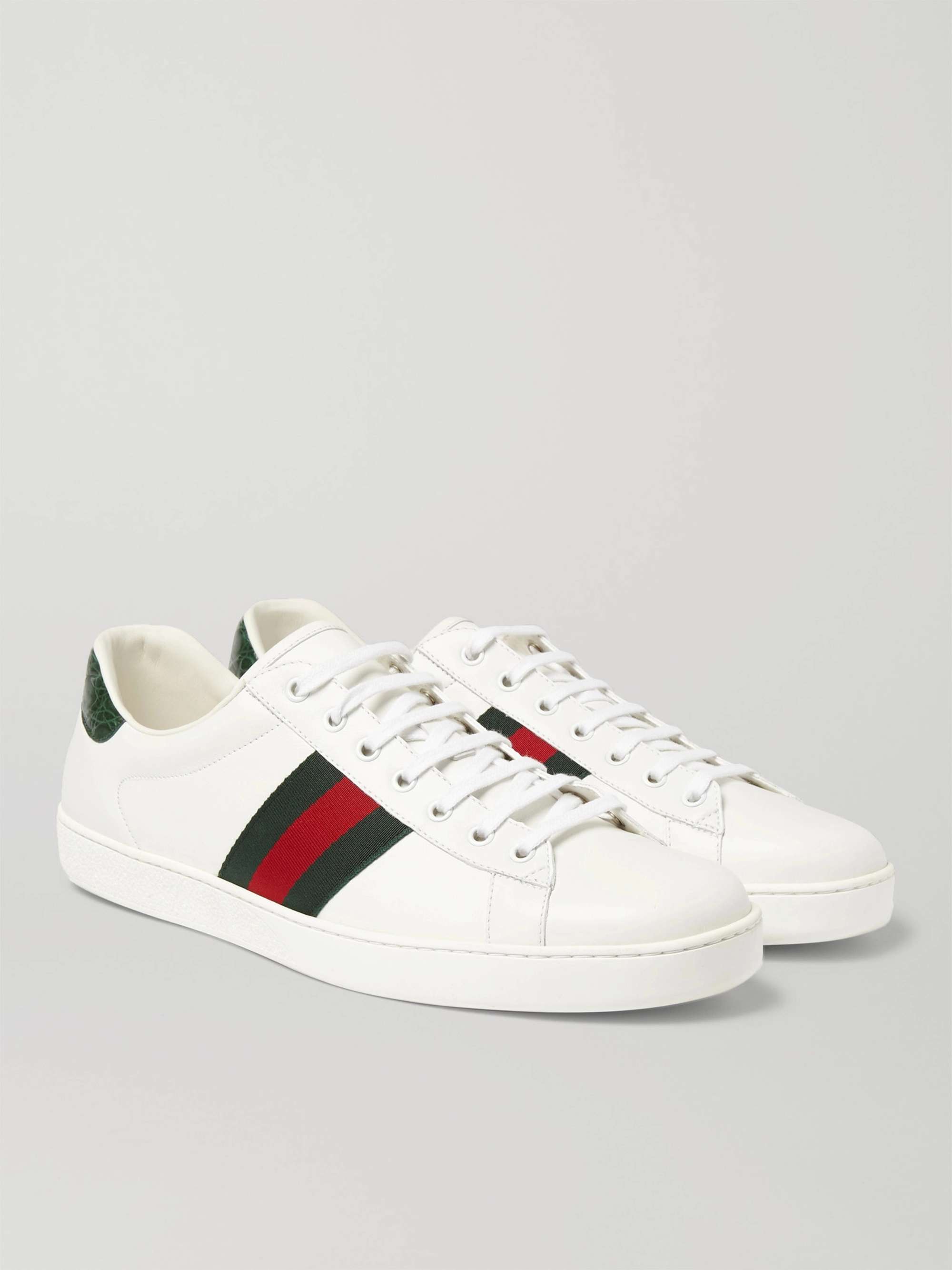 GUCCI Ace Crocodile-Trimmed Leather | MR PORTER