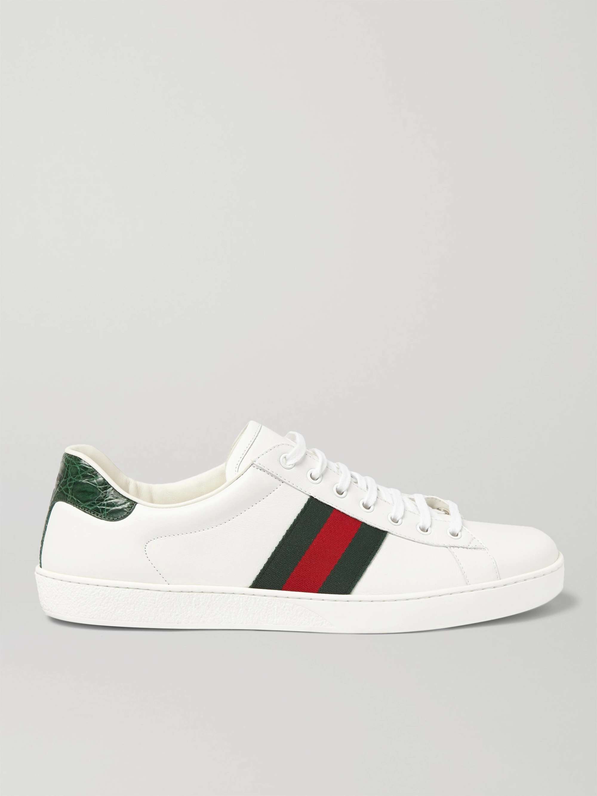 skelet versnelling Factureerbaar GUCCI Ace Crocodile-Trimmed Leather Sneakers for Men | MR PORTER