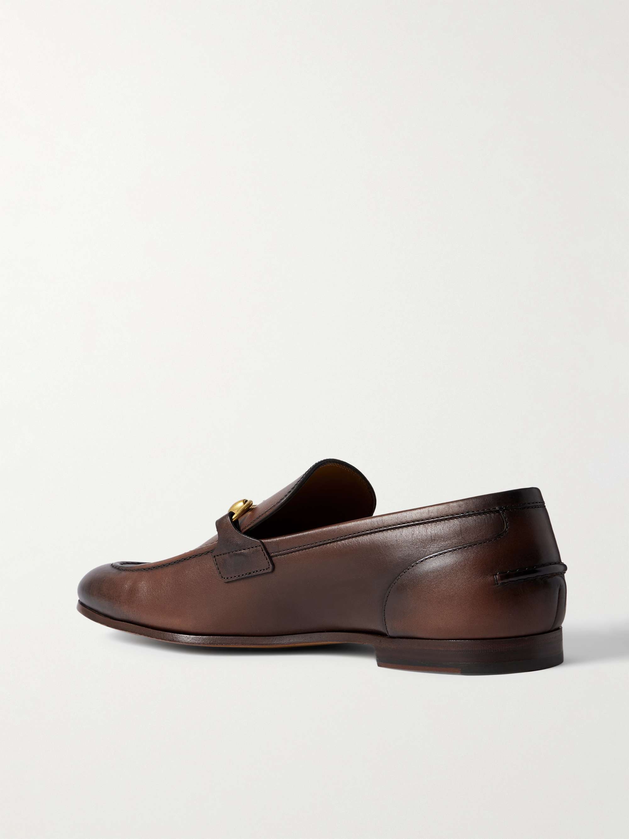 GUCCI Jordaan Horsebit Leather Loafers