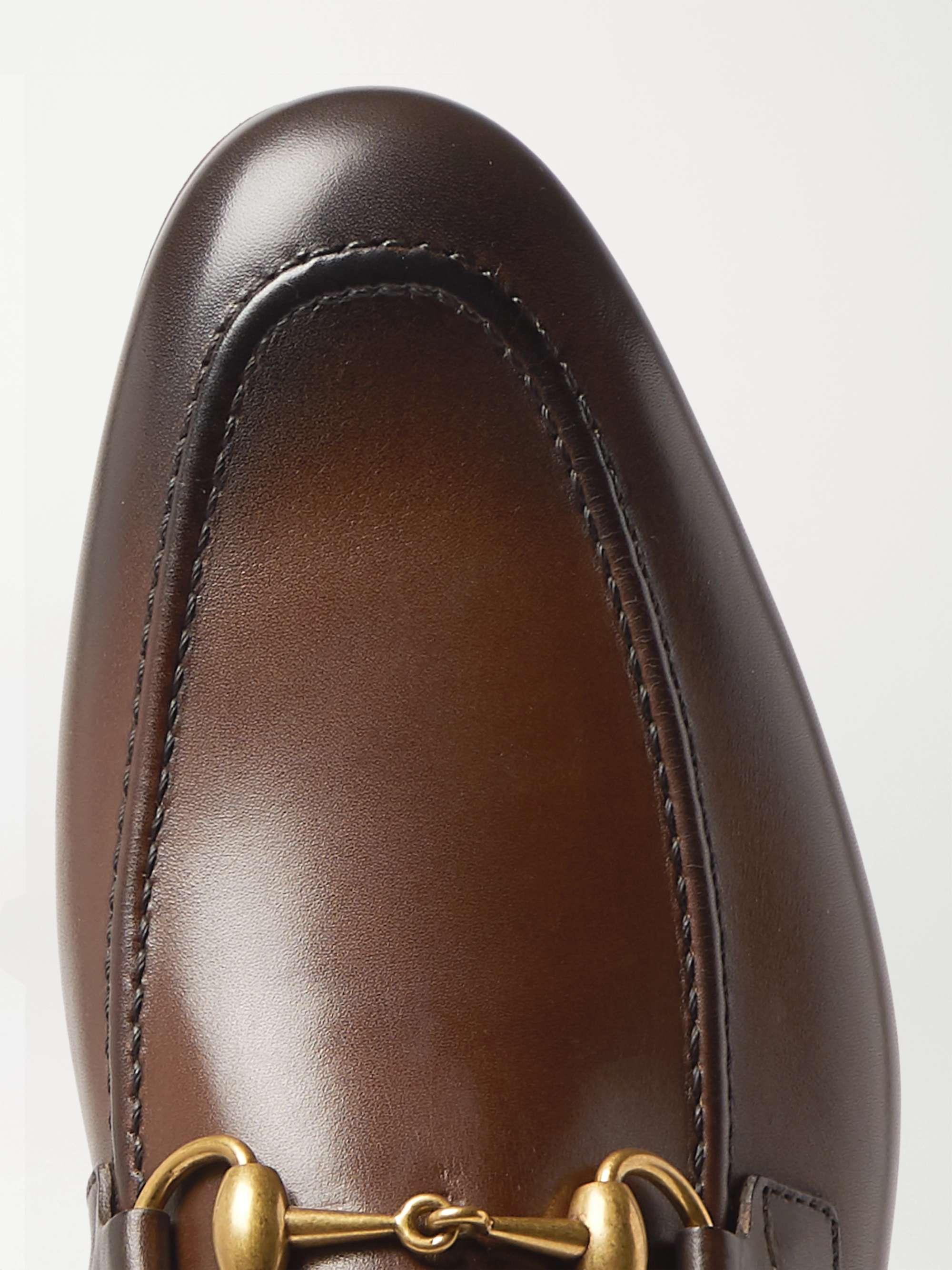 GUCCI Jordaan Horsebit Leather Loafers