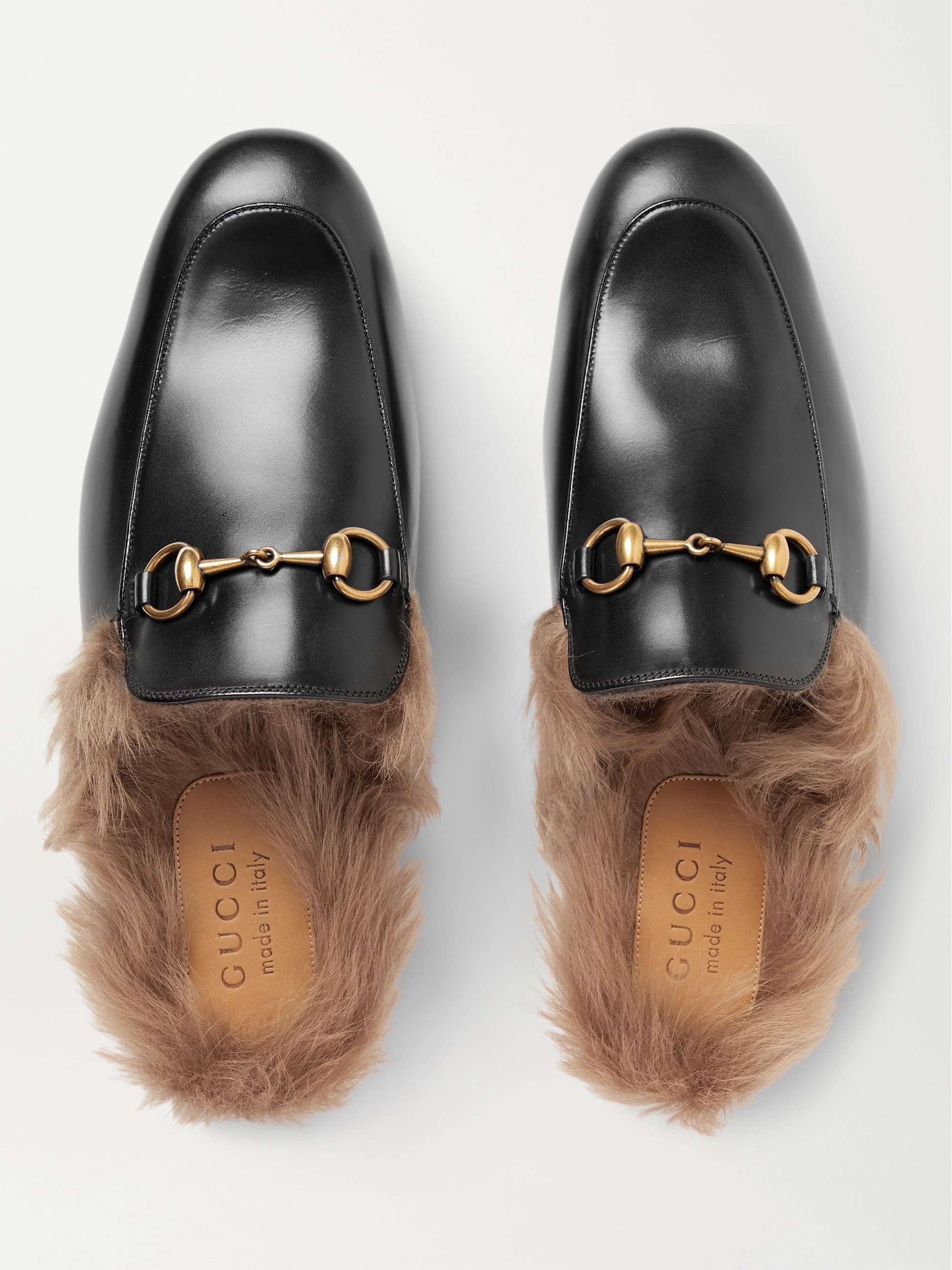 GUCCI Princetown Horsebit Shearling-Lined Backless Loafers Men | MR PORTER